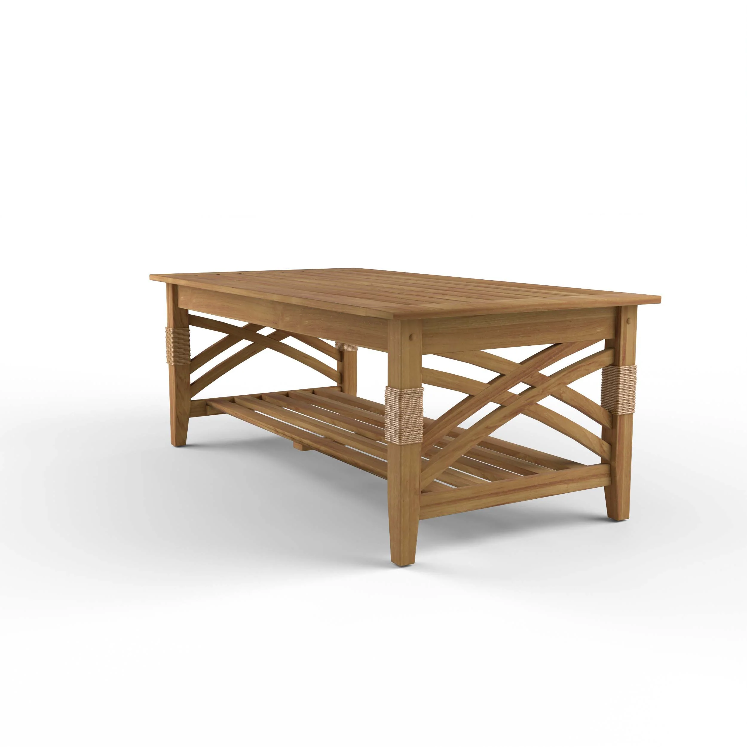 Carmel Teak Wood Patio Coffee Table with Shelf - Image 44