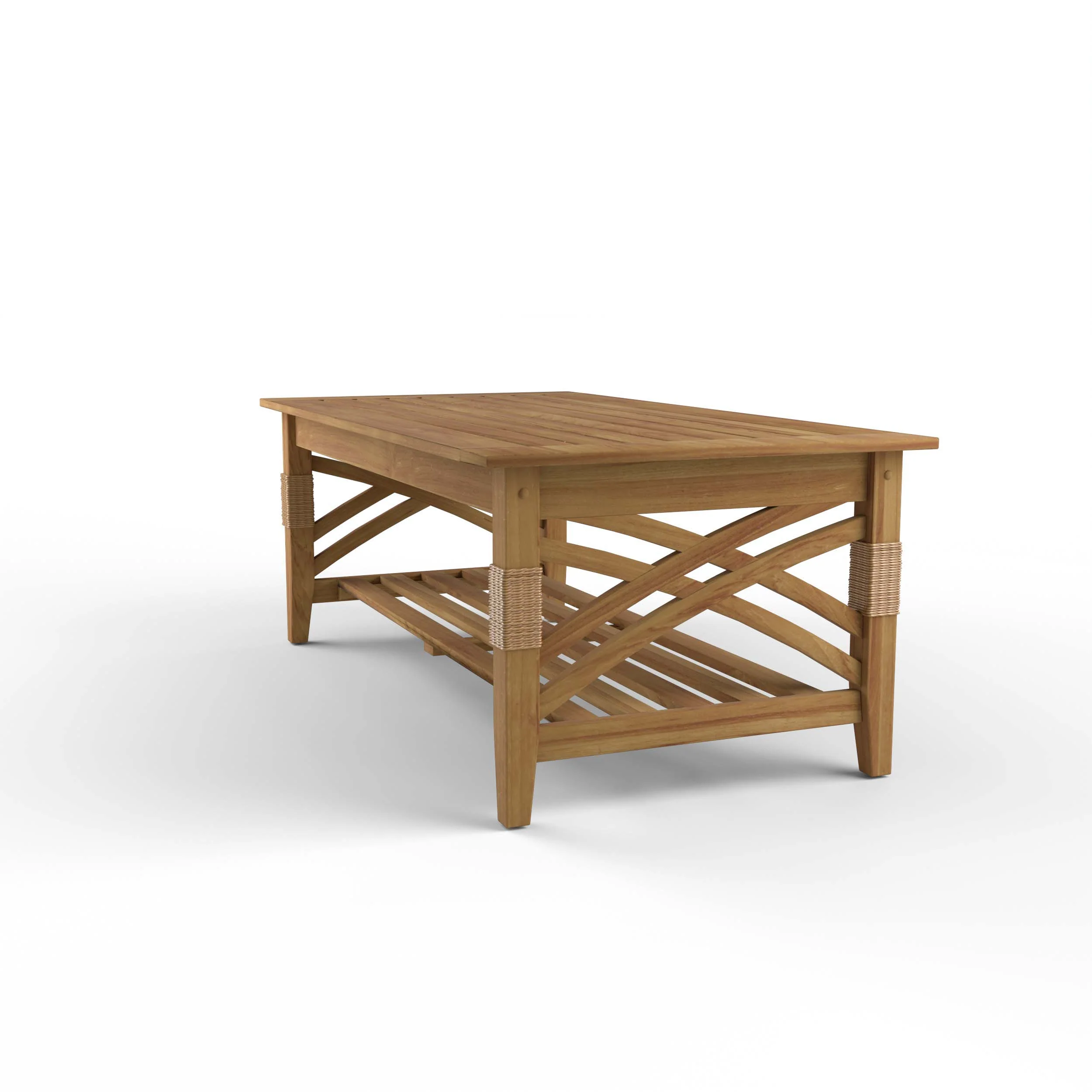 Carmel Teak Wood Patio Coffee Table with Shelf - Image 45
