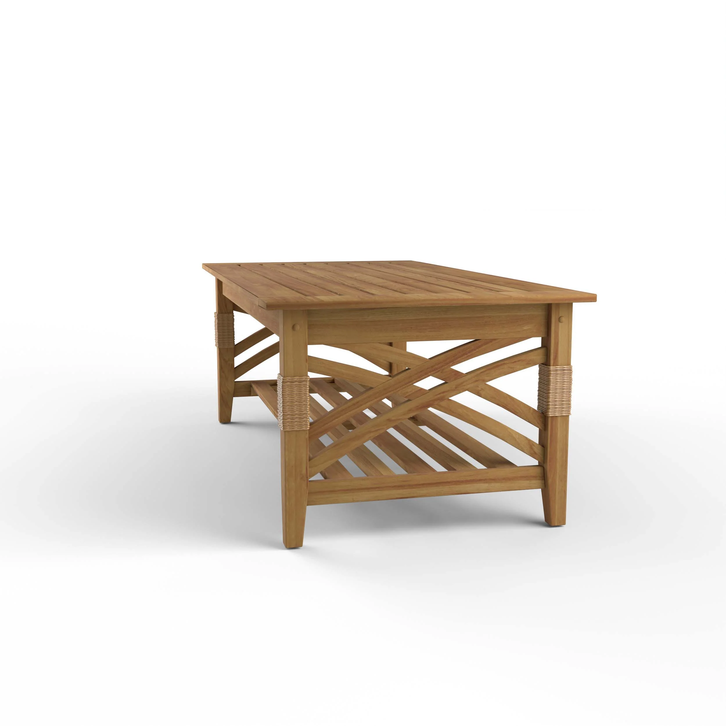 Carmel Teak Wood Patio Coffee Table with Shelf - Image 46