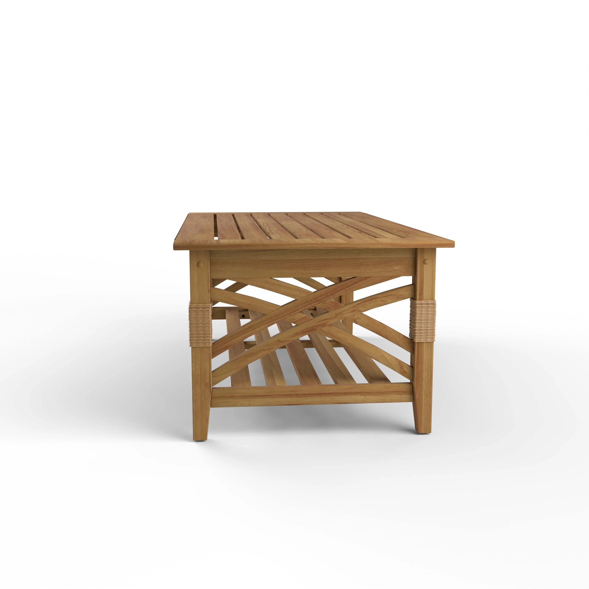 Carmel Teak Wood Patio Coffee Table with Shelf - Image 47