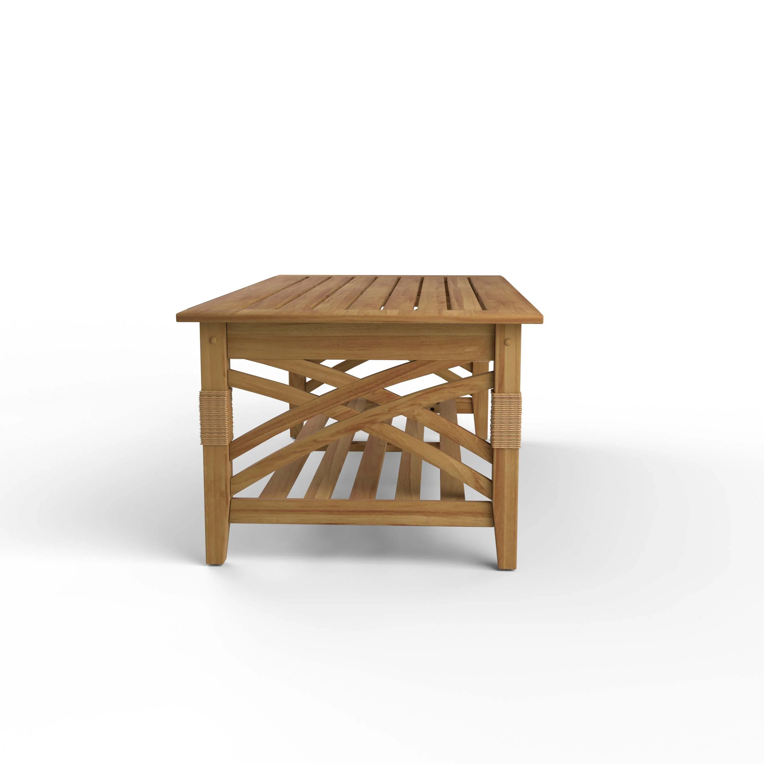 Carmel Teak Wood Patio Coffee Table with Shelf - Image 48