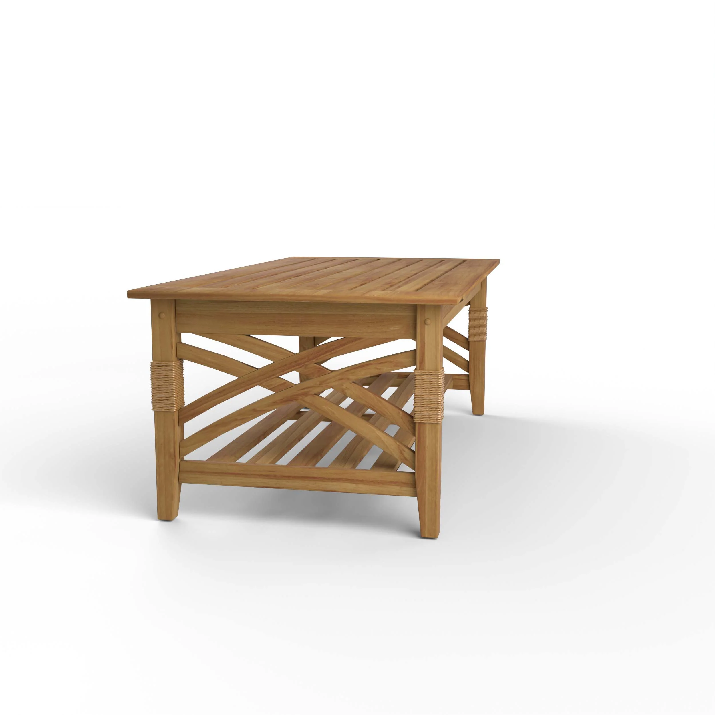 Carmel Teak Wood Patio Coffee Table with Shelf - Image 49
