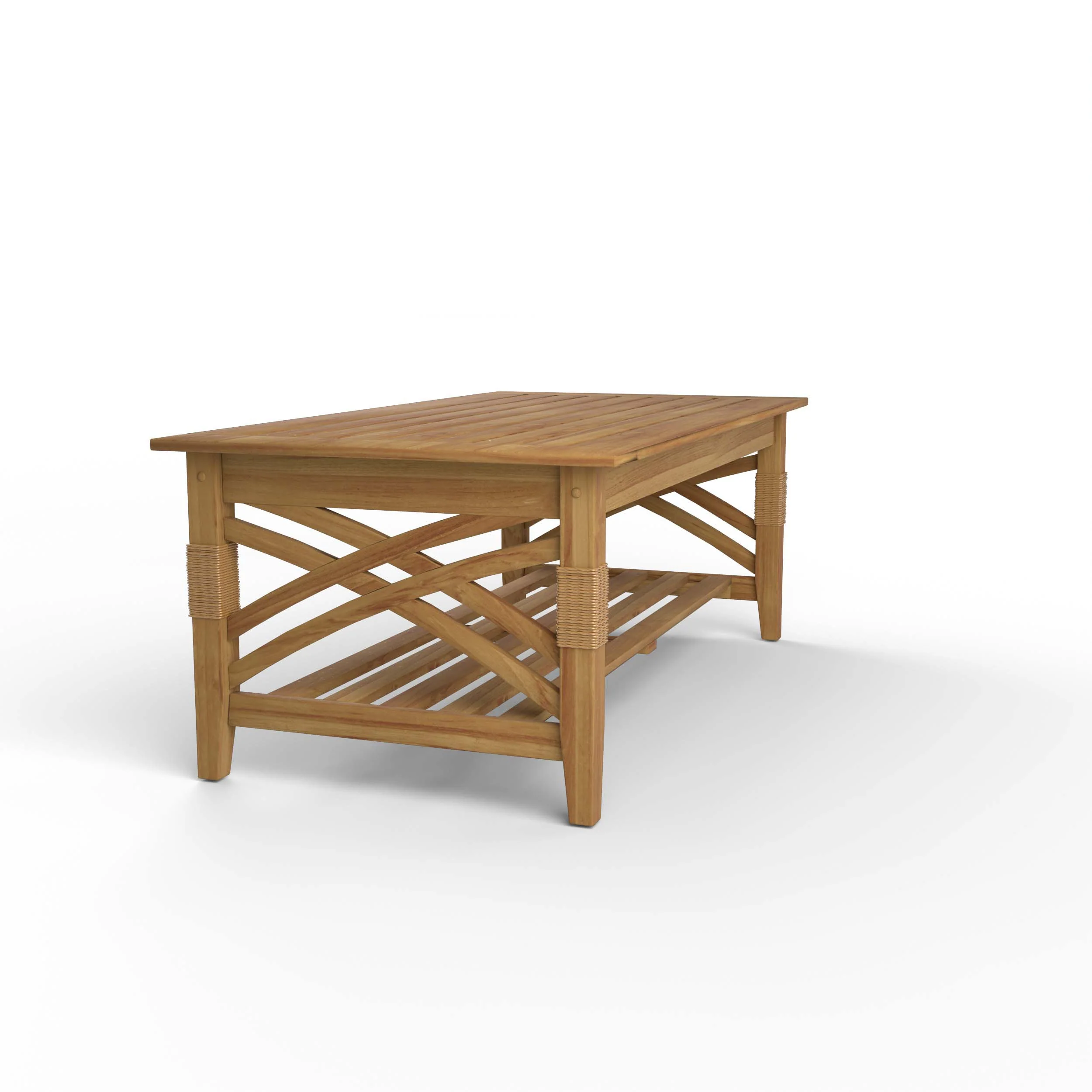 Carmel Teak Wood Patio Coffee Table with Shelf - Image 50