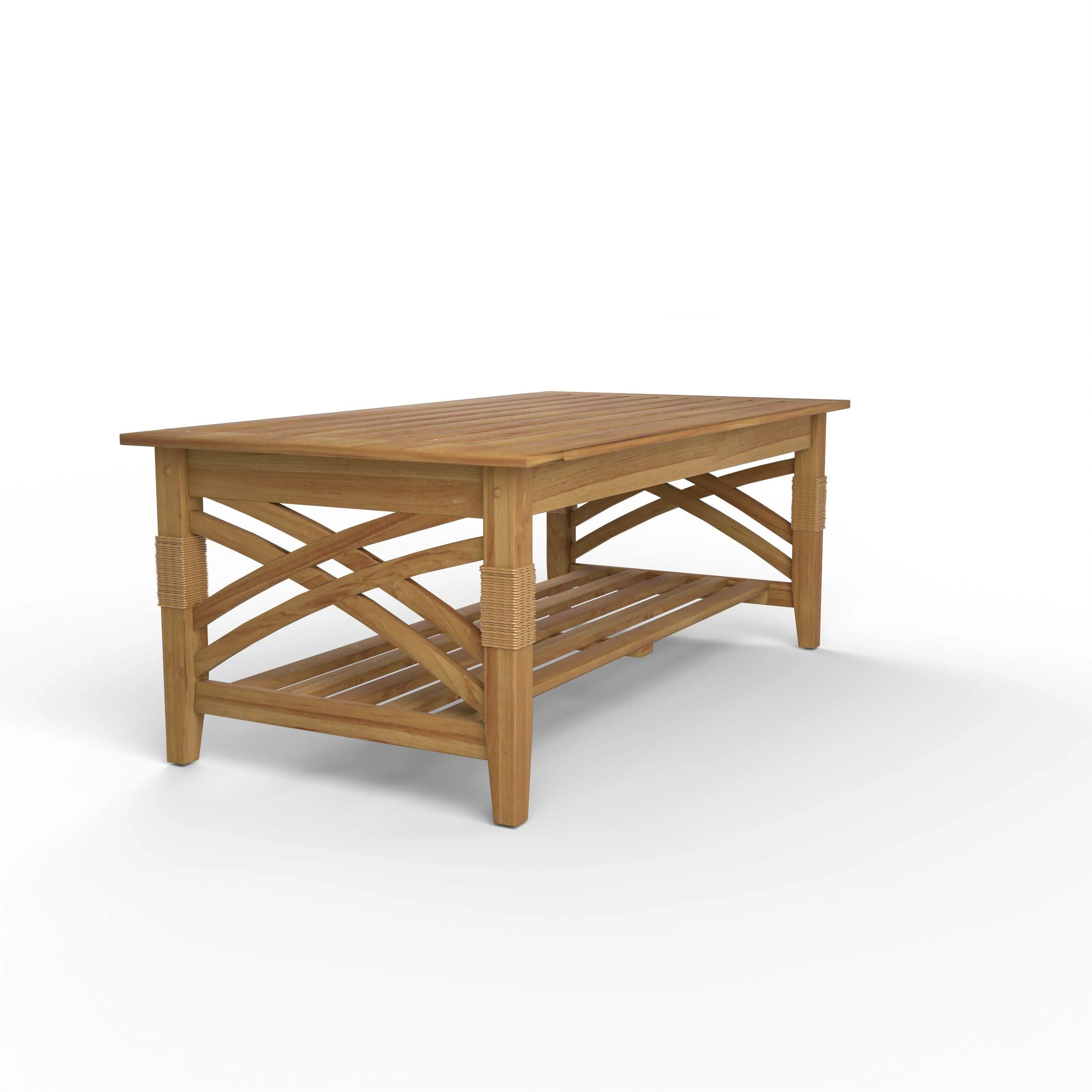 Carmel Teak Wood Patio Coffee Table with Shelf - Image 51