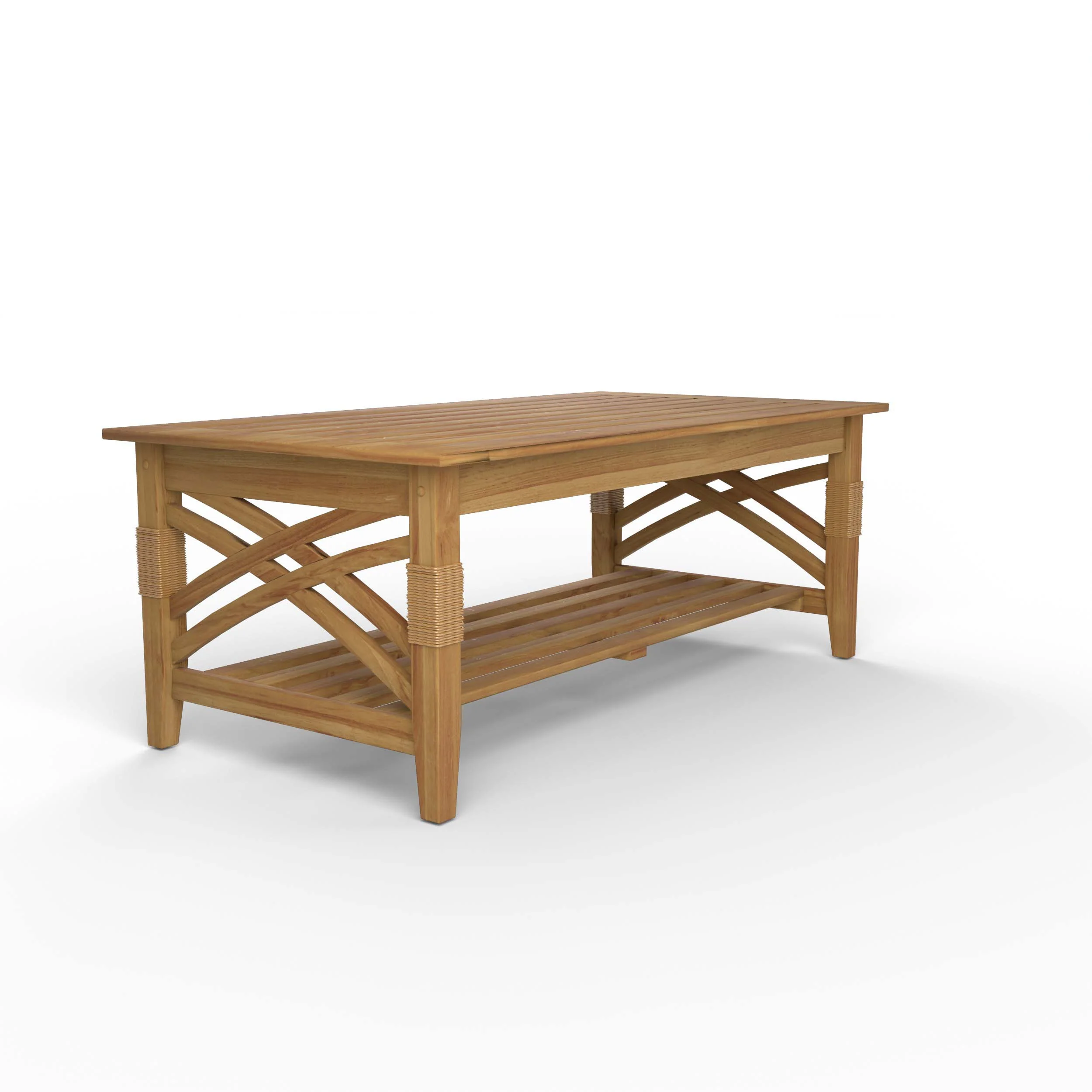 Carmel Teak Wood Patio Coffee Table with Shelf - Image 52