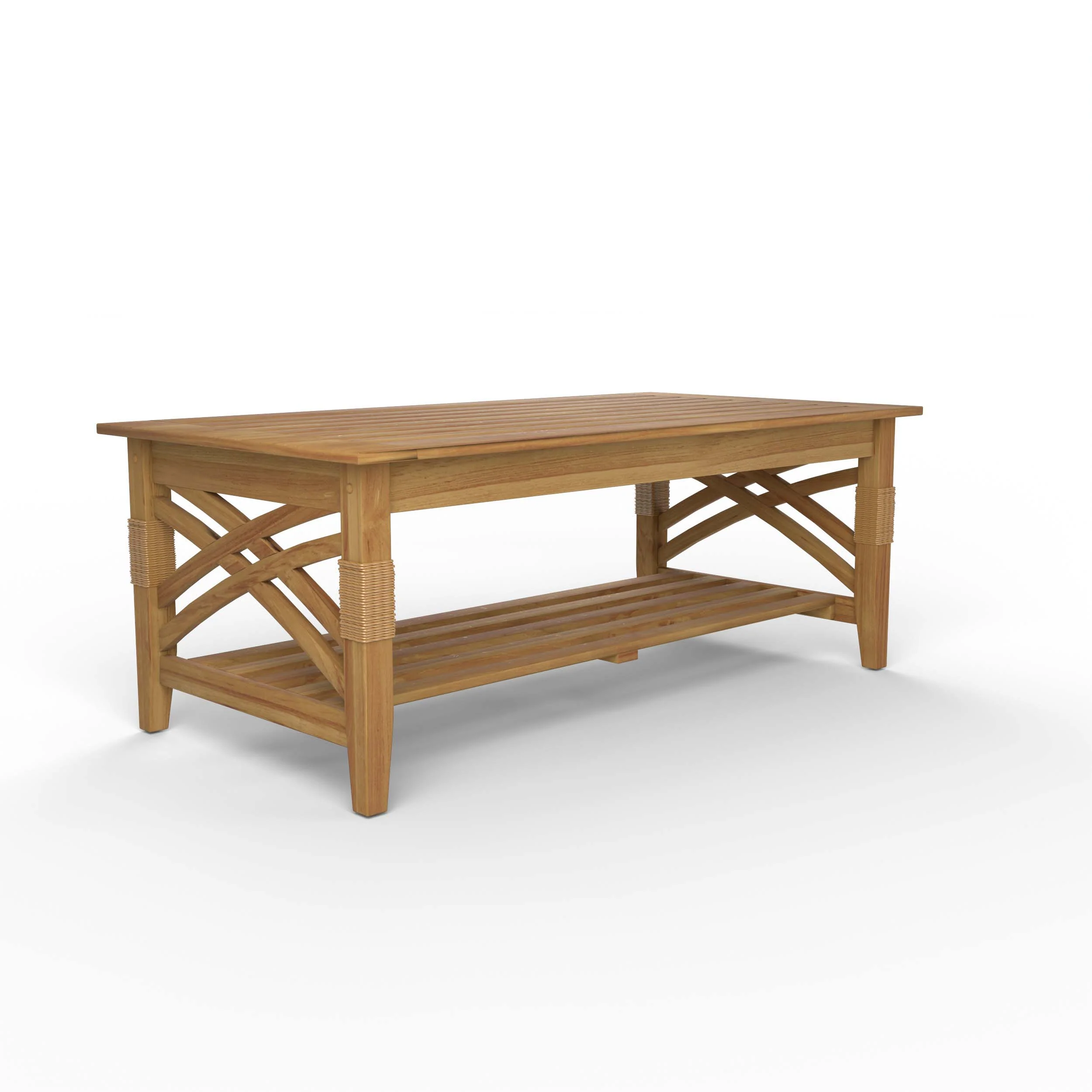 Carmel Teak Wood Patio Coffee Table with Shelf - Image 53