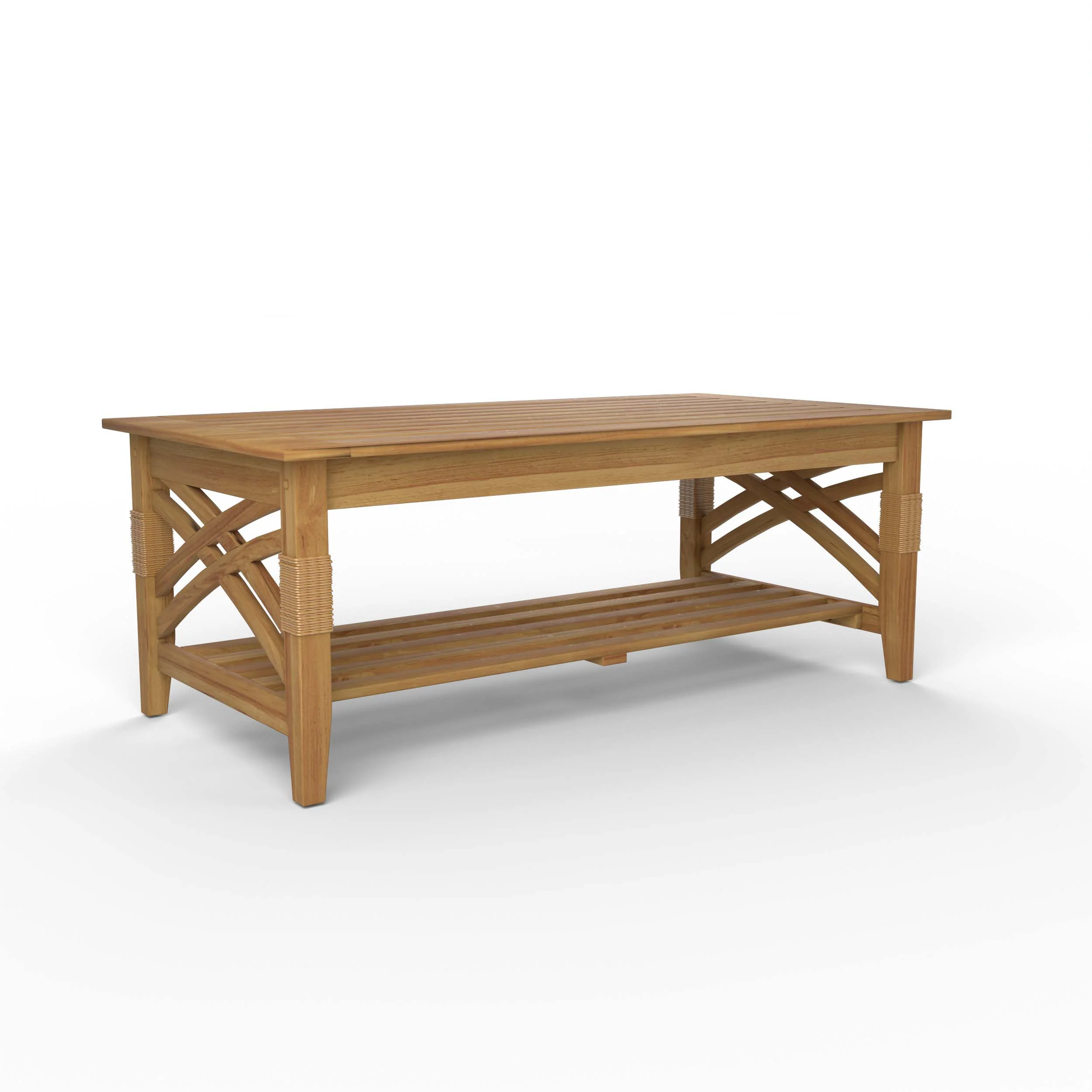 Carmel Teak Wood Patio Coffee Table with Shelf - Image 54