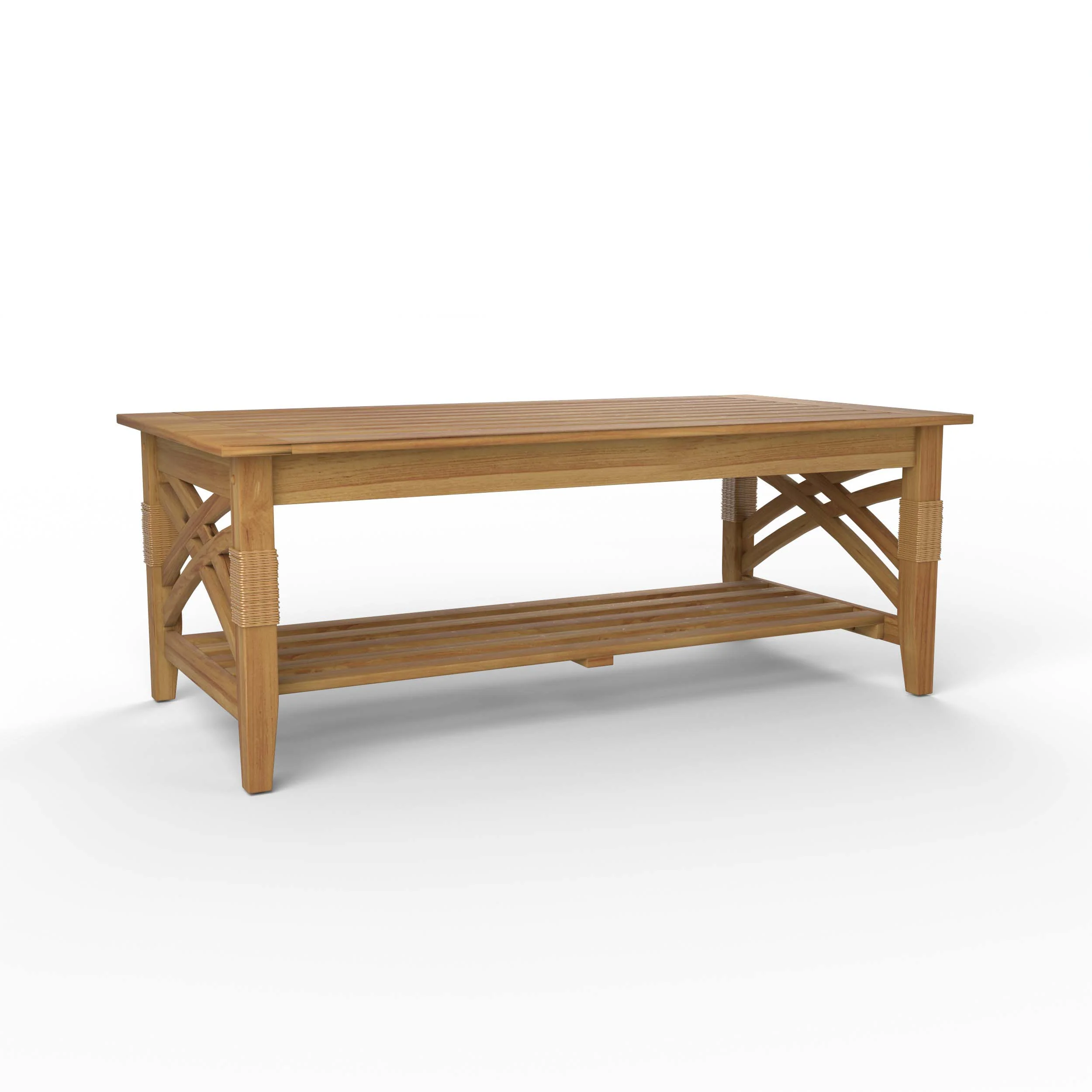Carmel Teak Wood Patio Coffee Table with Shelf - Image 55