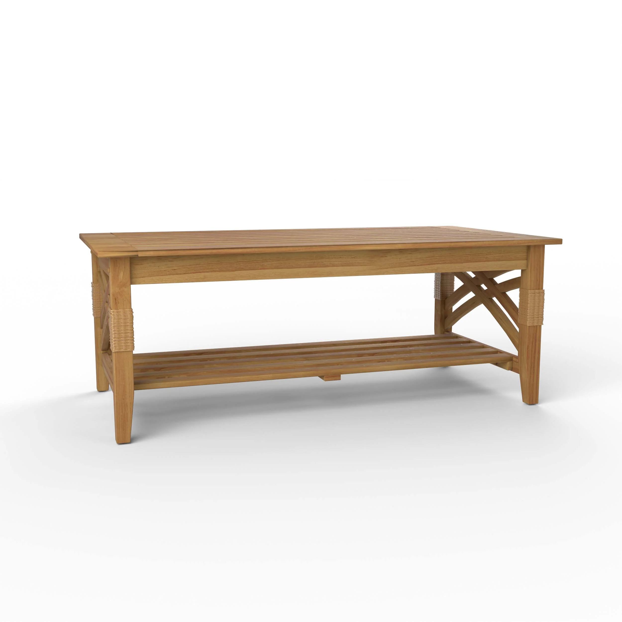 Carmel Teak Wood Patio Coffee Table with Shelf - Image 56