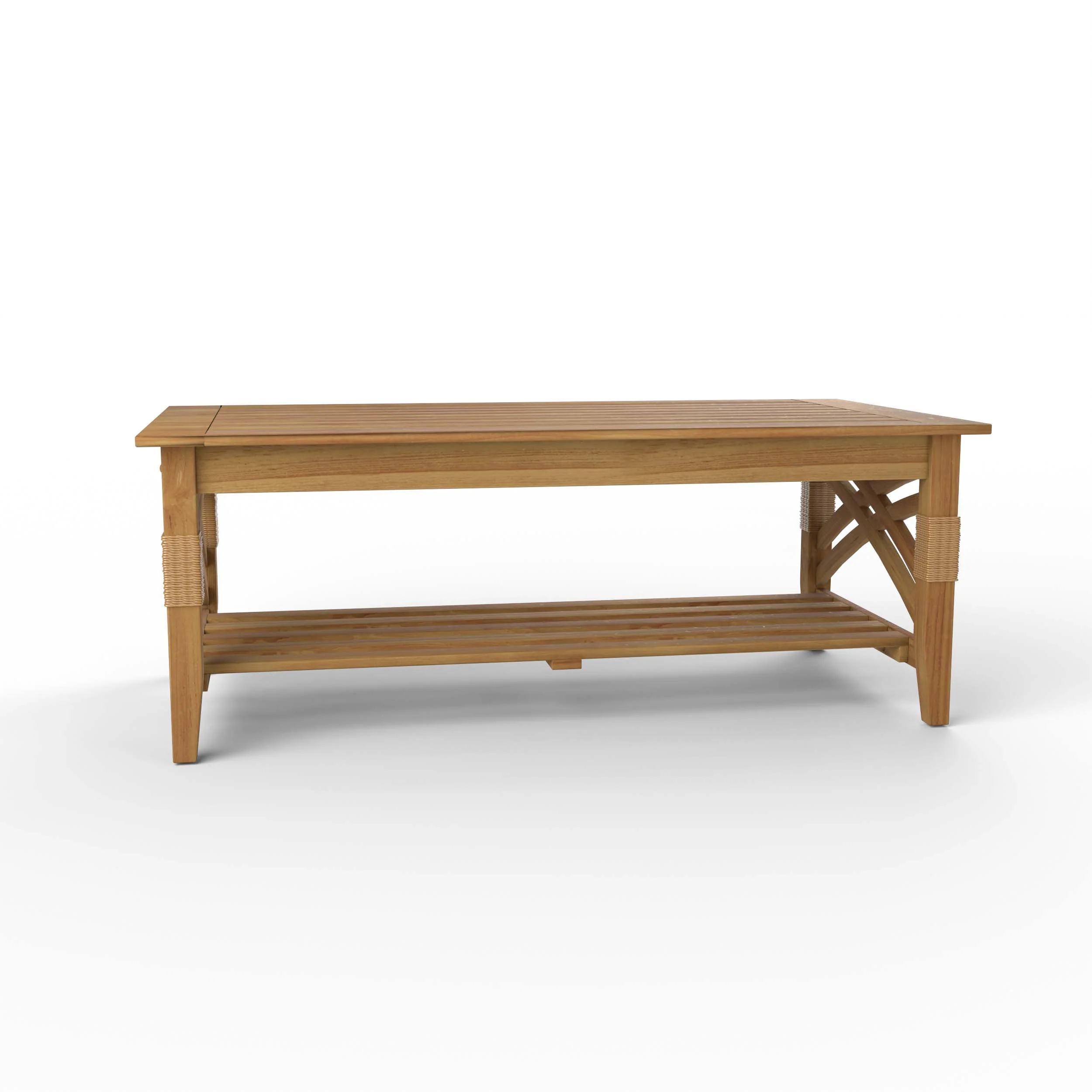 Carmel Teak Wood Patio Coffee Table with Shelf - Image 57
