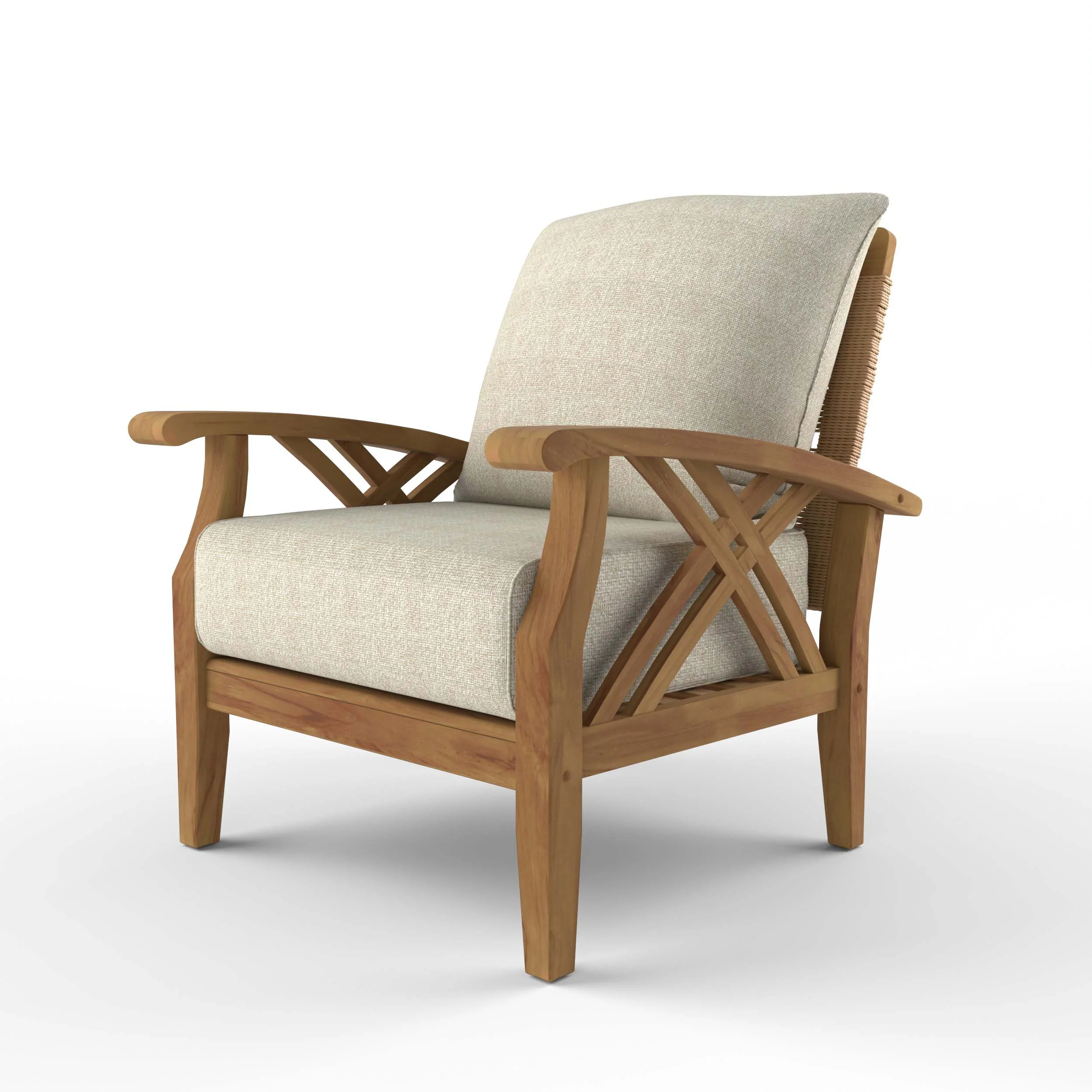Carmel Teak Wood Patio Lounge Chair with Tan Cushion - Image 19