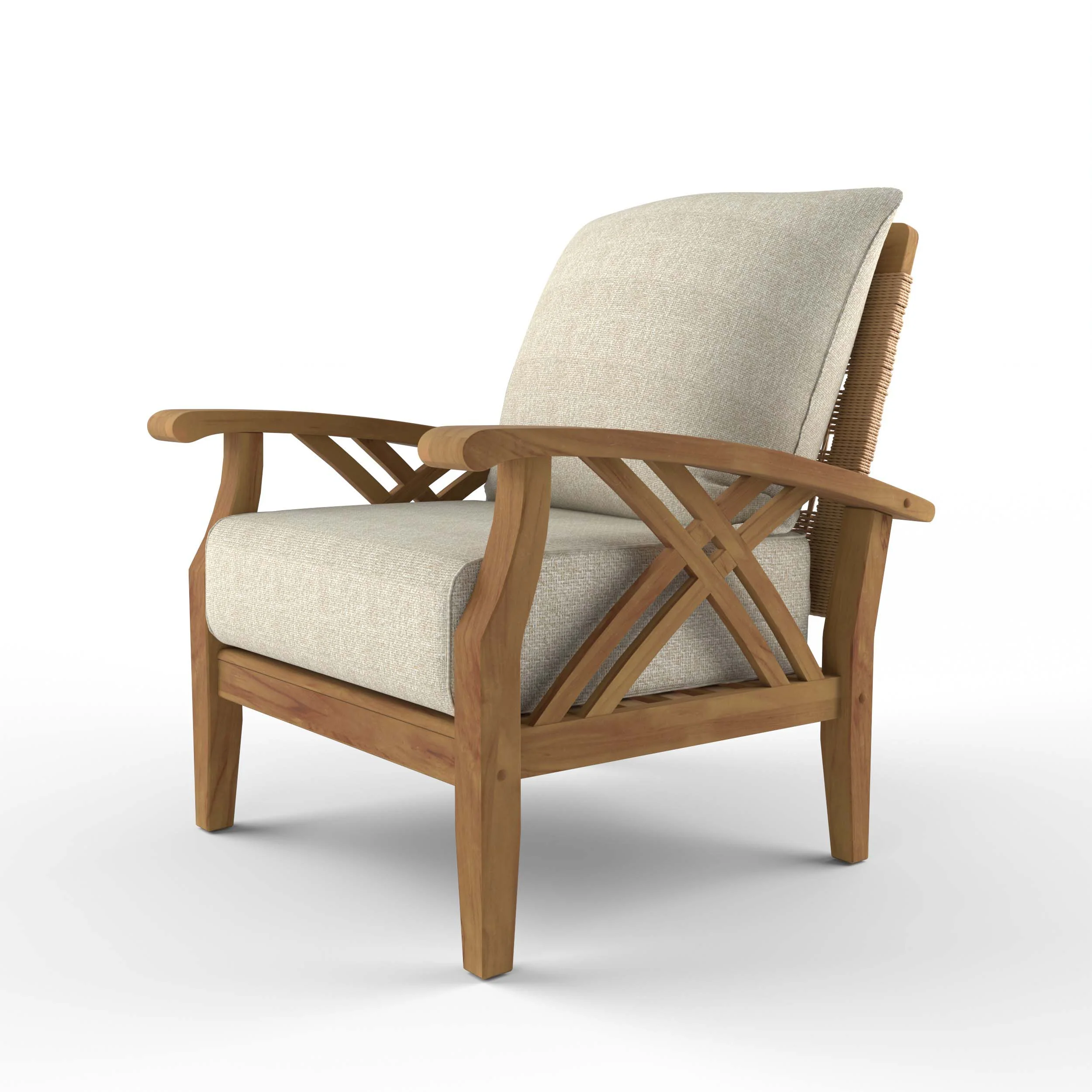 Carmel Teak Wood Patio Lounge Chair with Tan Cushion - Image 20