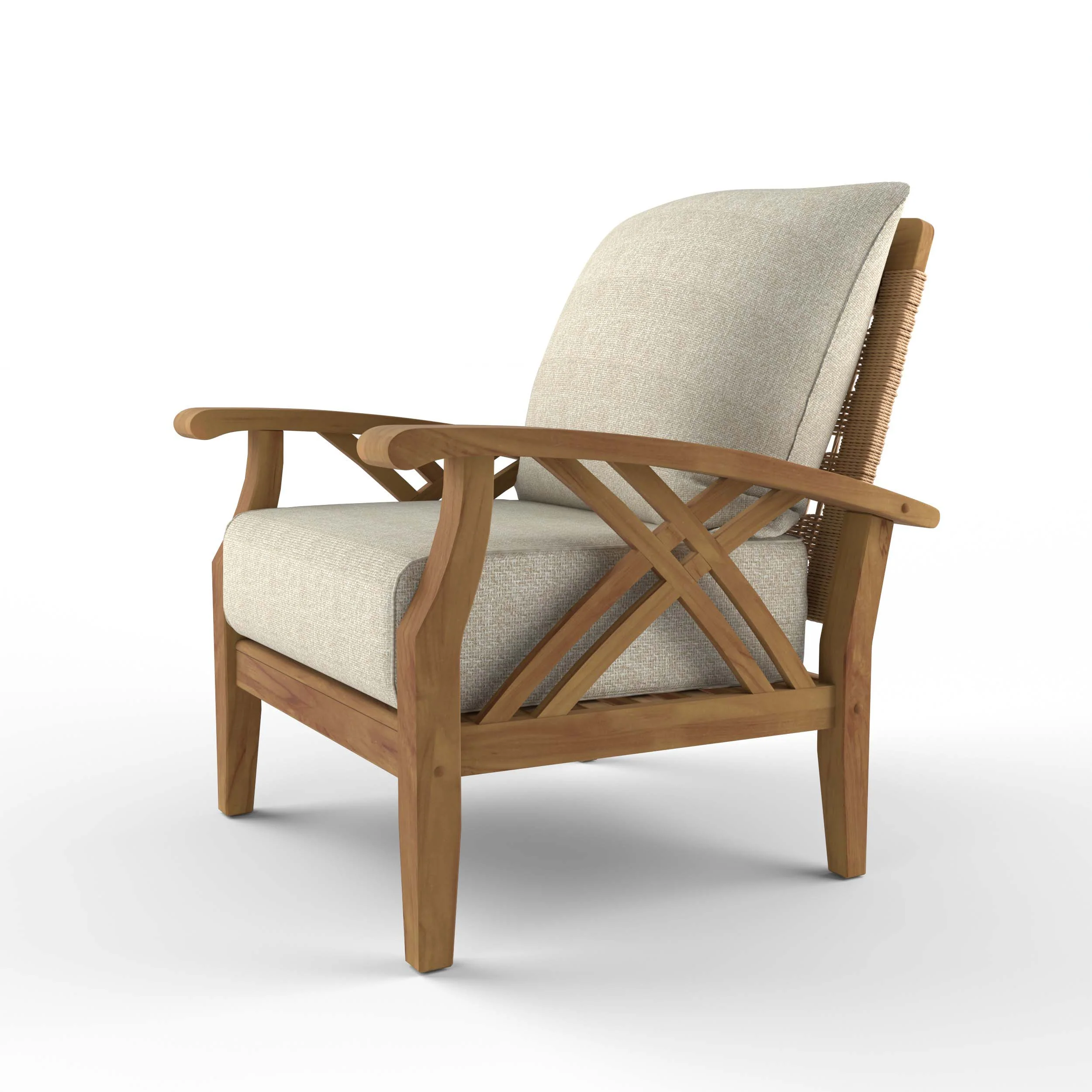 Carmel Teak Wood Patio Lounge Chair with Tan Cushion - Image 21