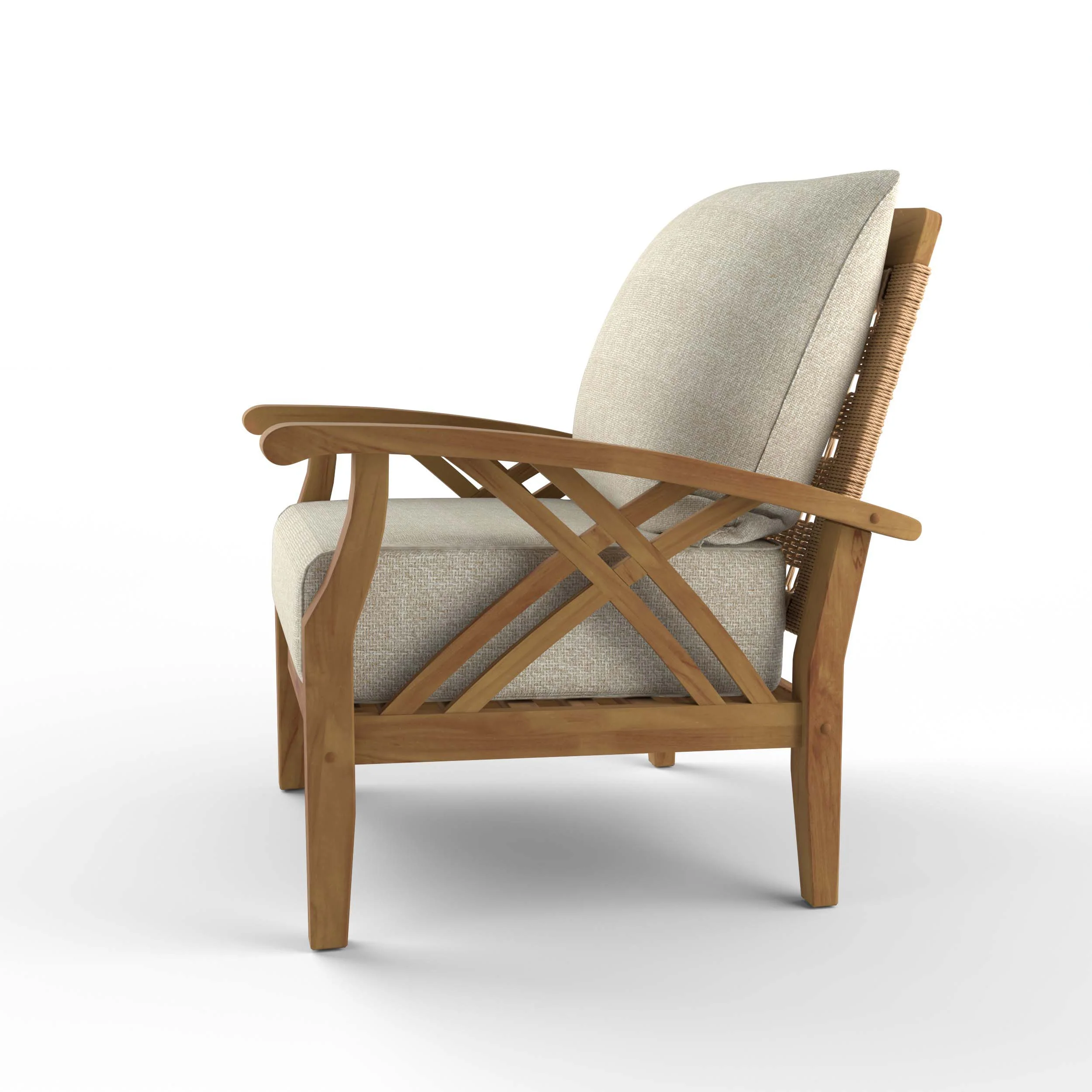 Carmel Teak Wood Patio Lounge Chair with Tan Cushion - Image 23