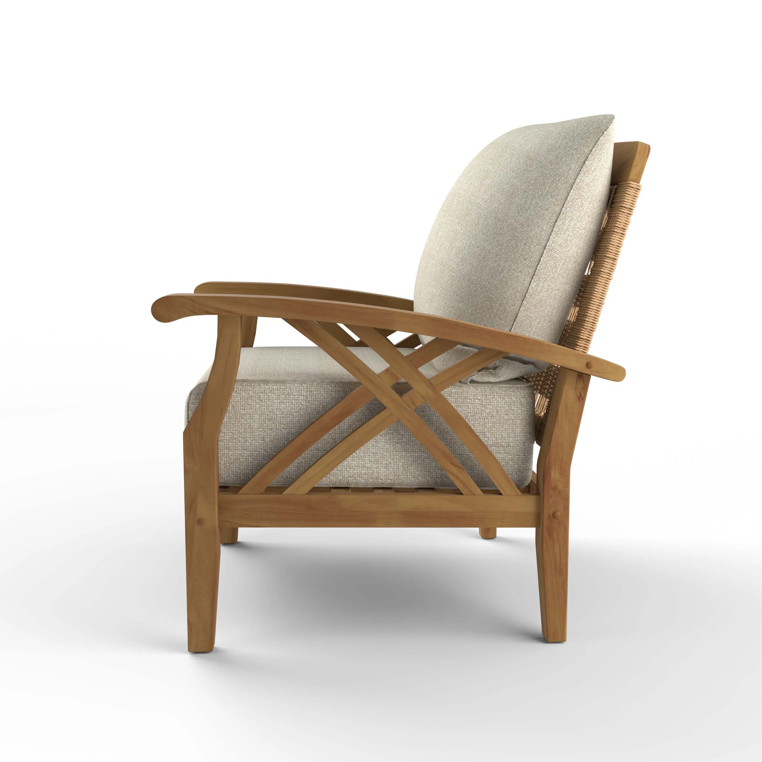 Carmel Teak Wood Patio Lounge Chair with Tan Cushion - Image 24