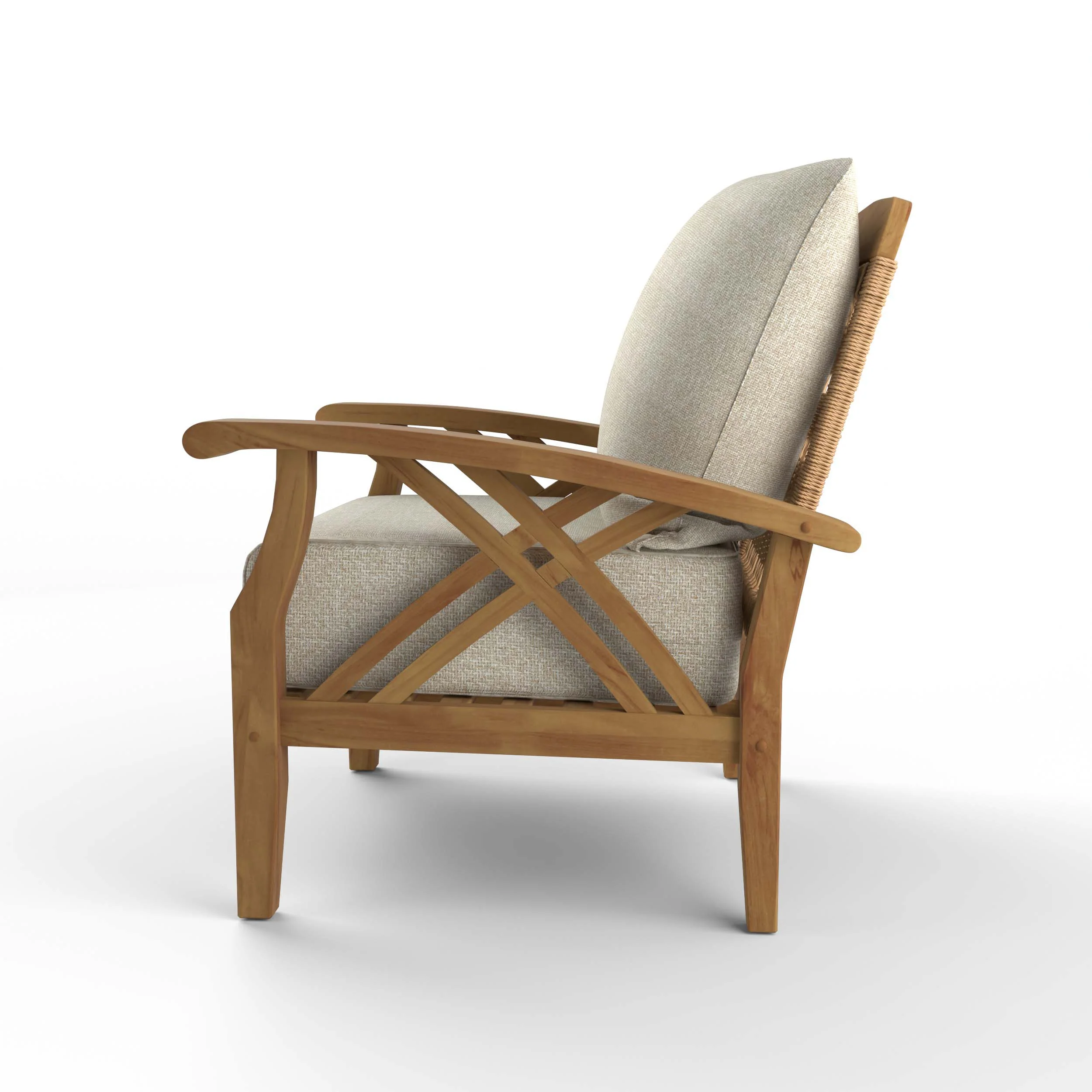 Carmel Teak Wood Patio Lounge Chair with Tan Cushion - Image 25