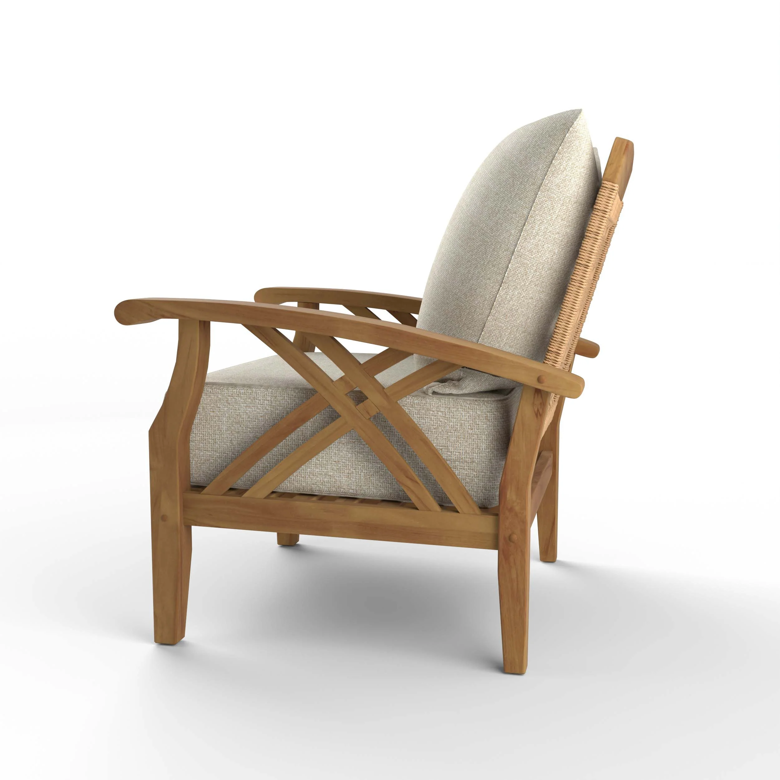 Carmel Teak Wood Patio Lounge Chair with Tan Cushion - Image 26