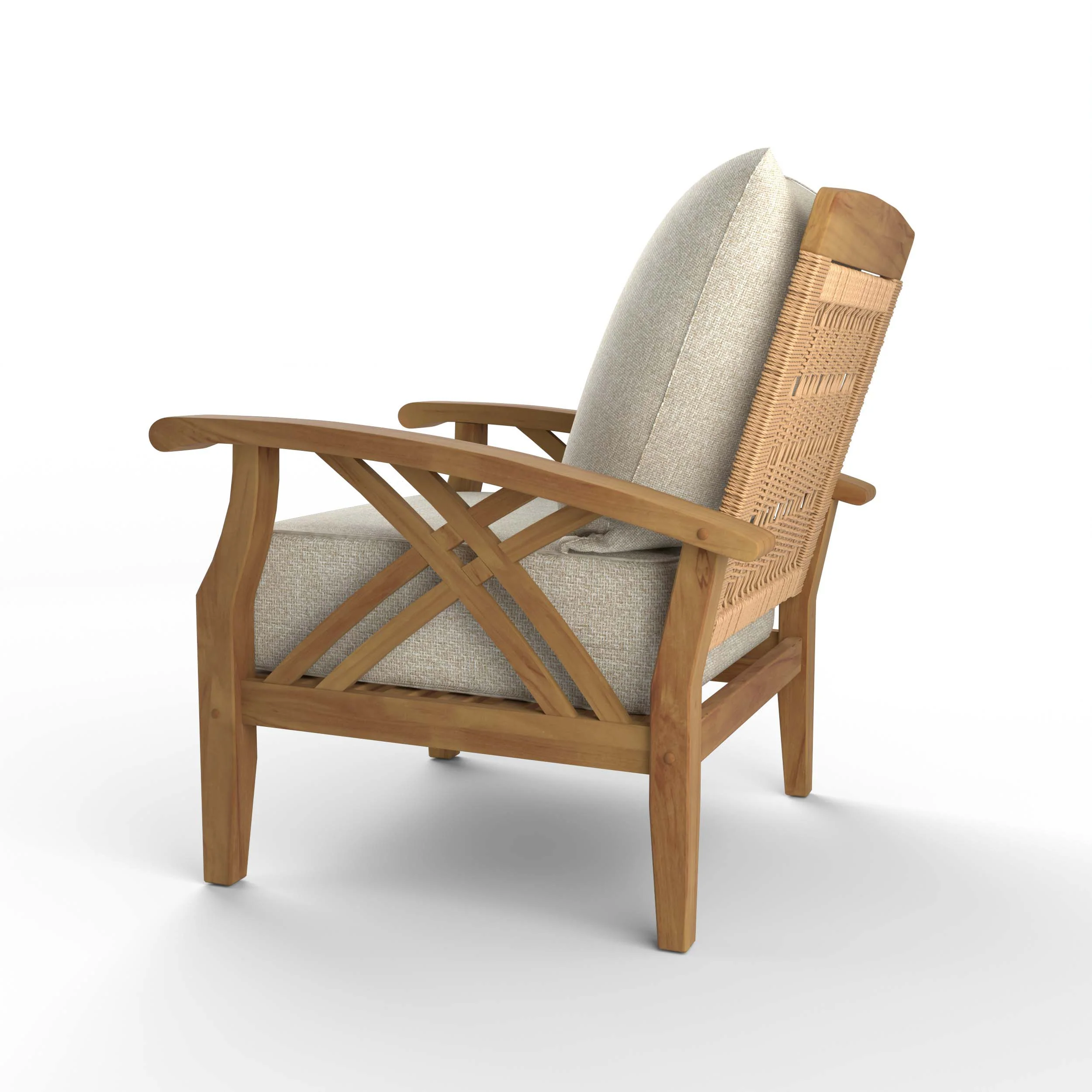 Carmel Teak Wood Patio Lounge Chair with Tan Cushion - Image 27