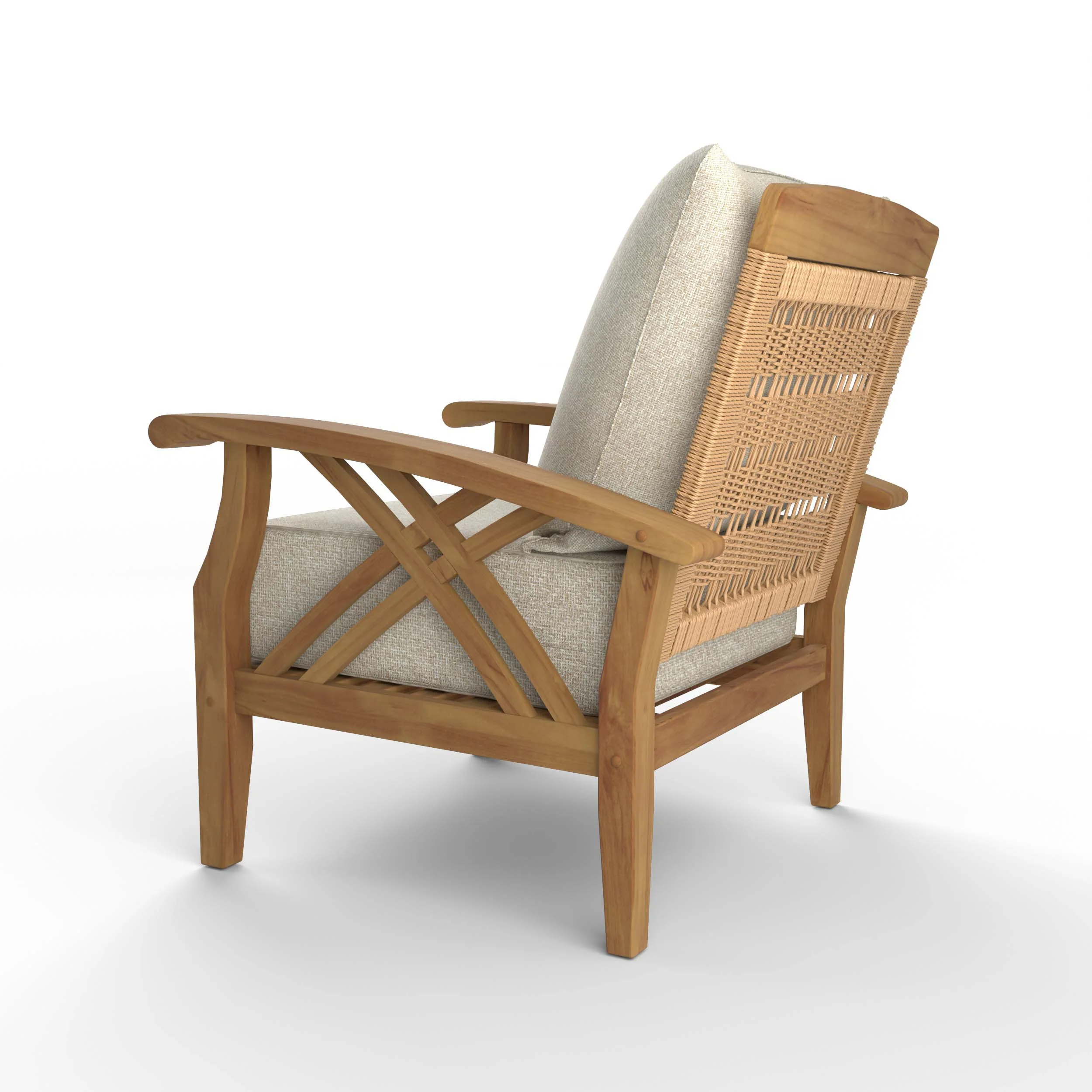 Carmel Teak Wood Patio Lounge Chair with Tan Cushion - Image 28