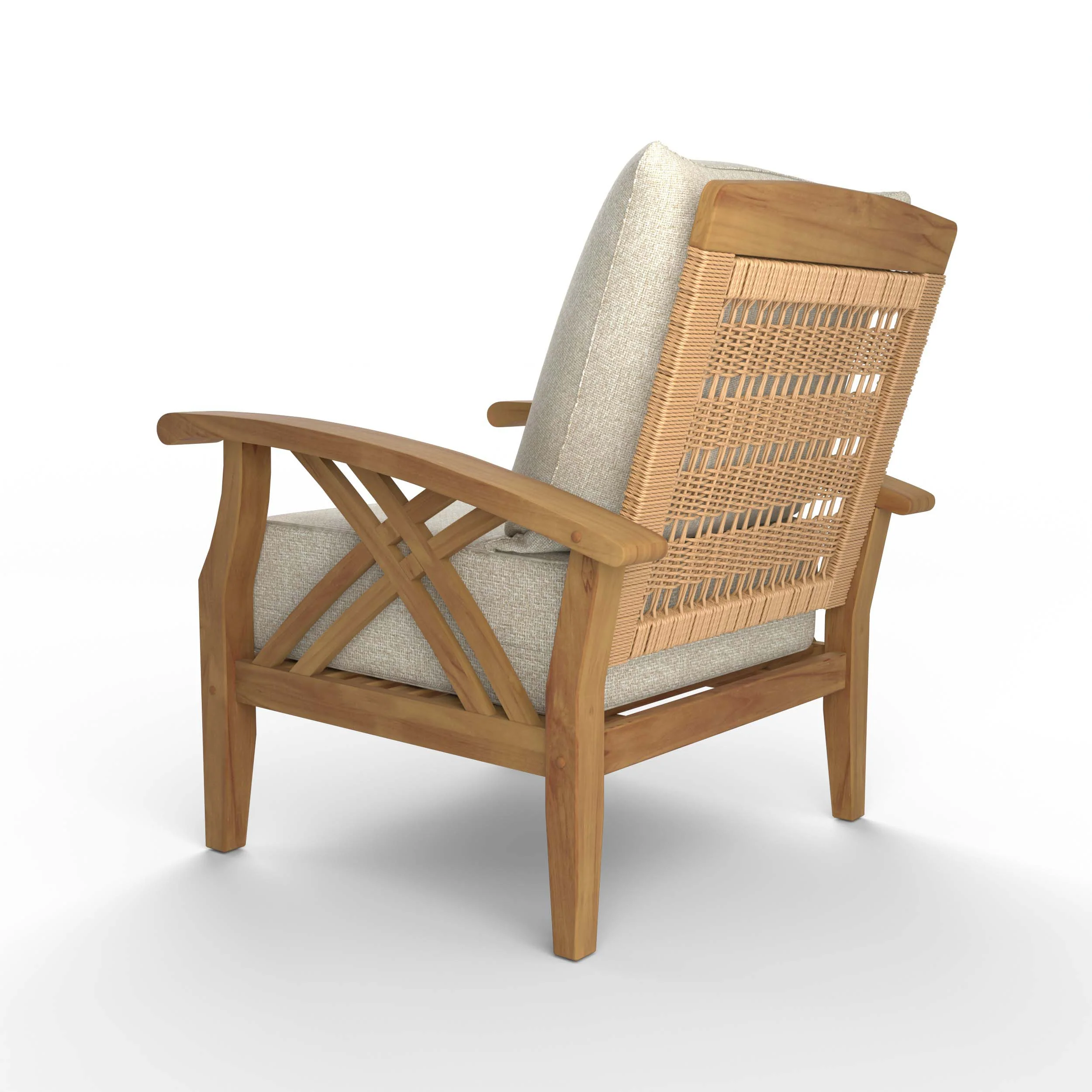 Carmel Teak Wood Patio Lounge Chair with Tan Cushion - Image 29