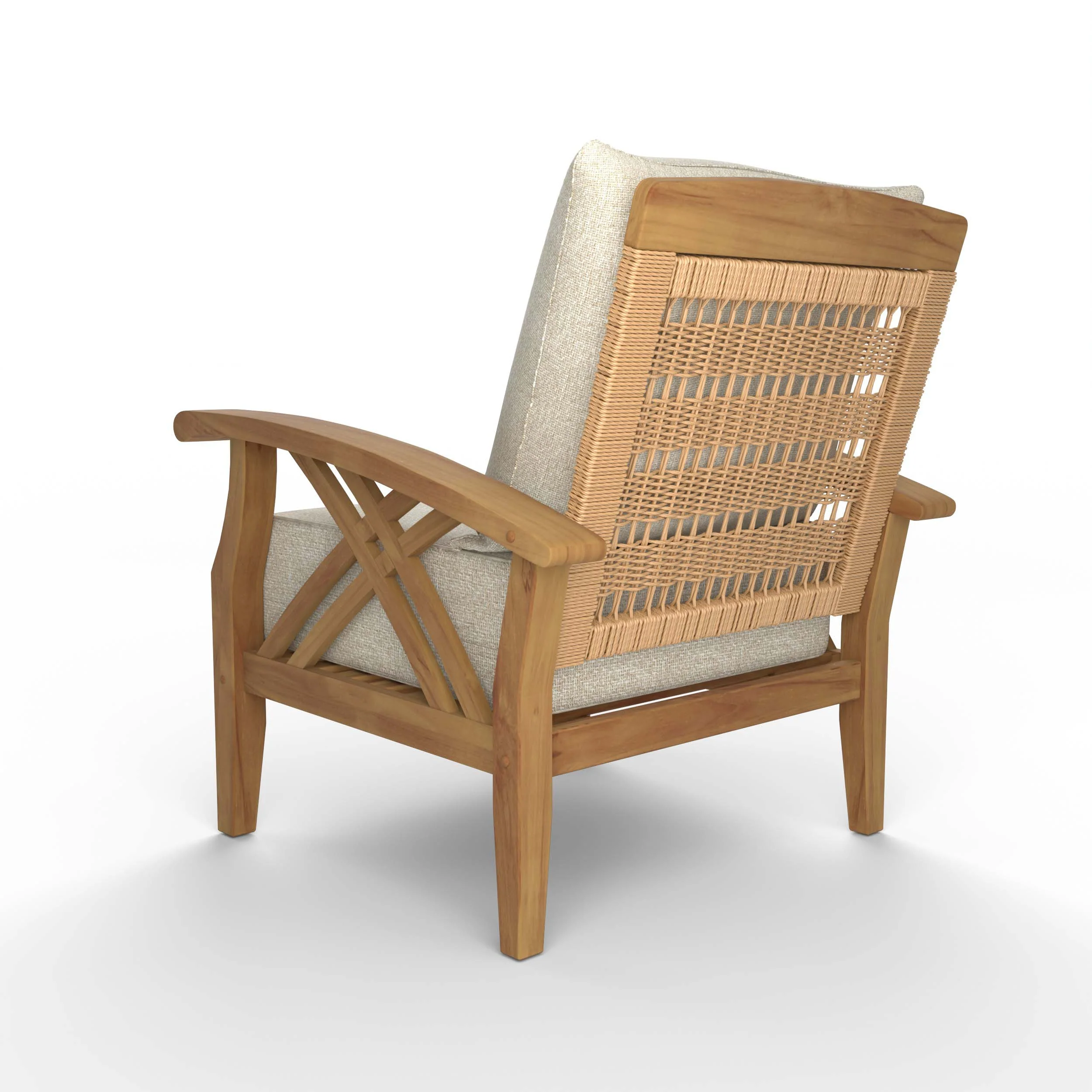 Carmel Teak Wood Patio Lounge Chair with Tan Cushion - Image 30