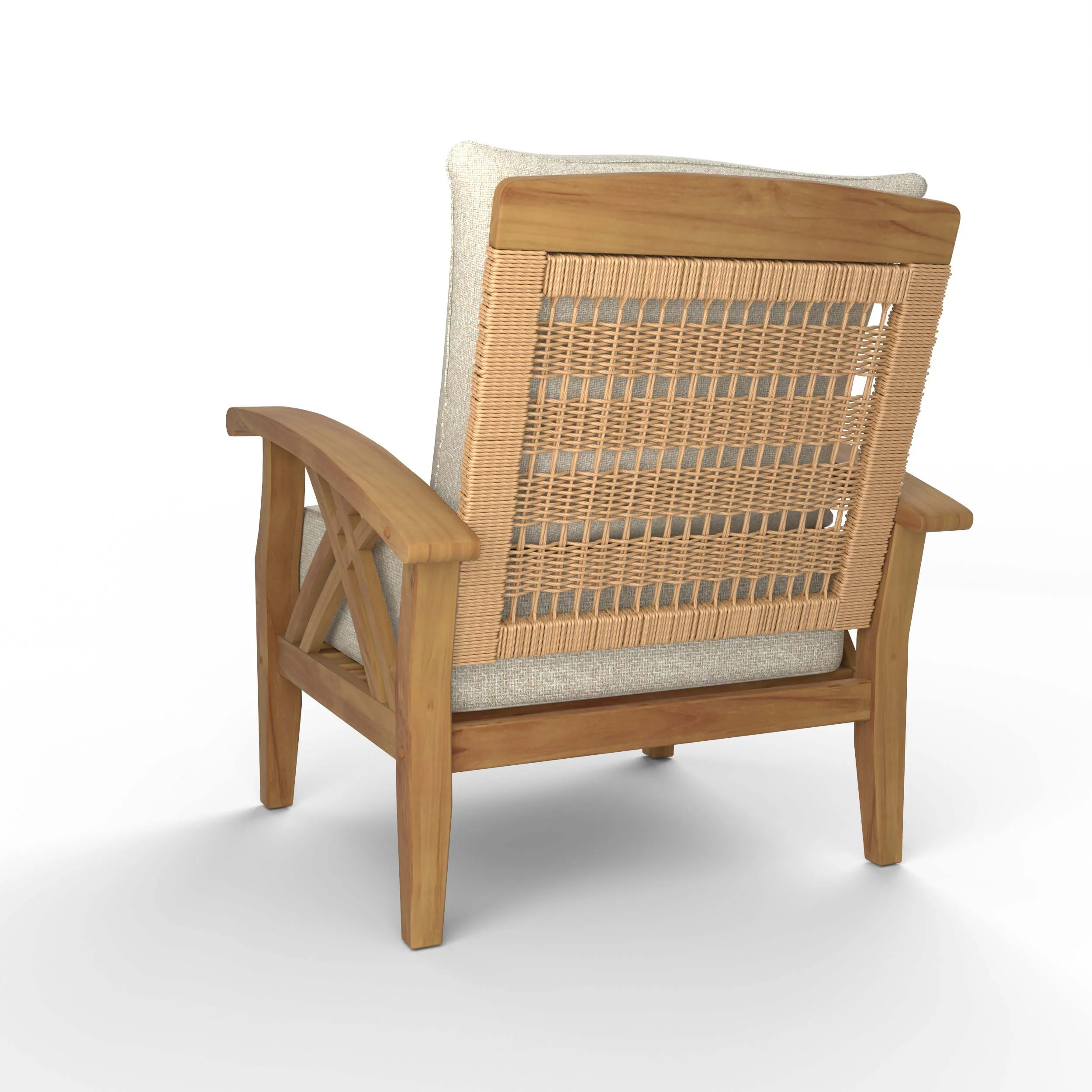 Carmel Teak Wood Patio Lounge Chair with Tan Cushion - Image 32