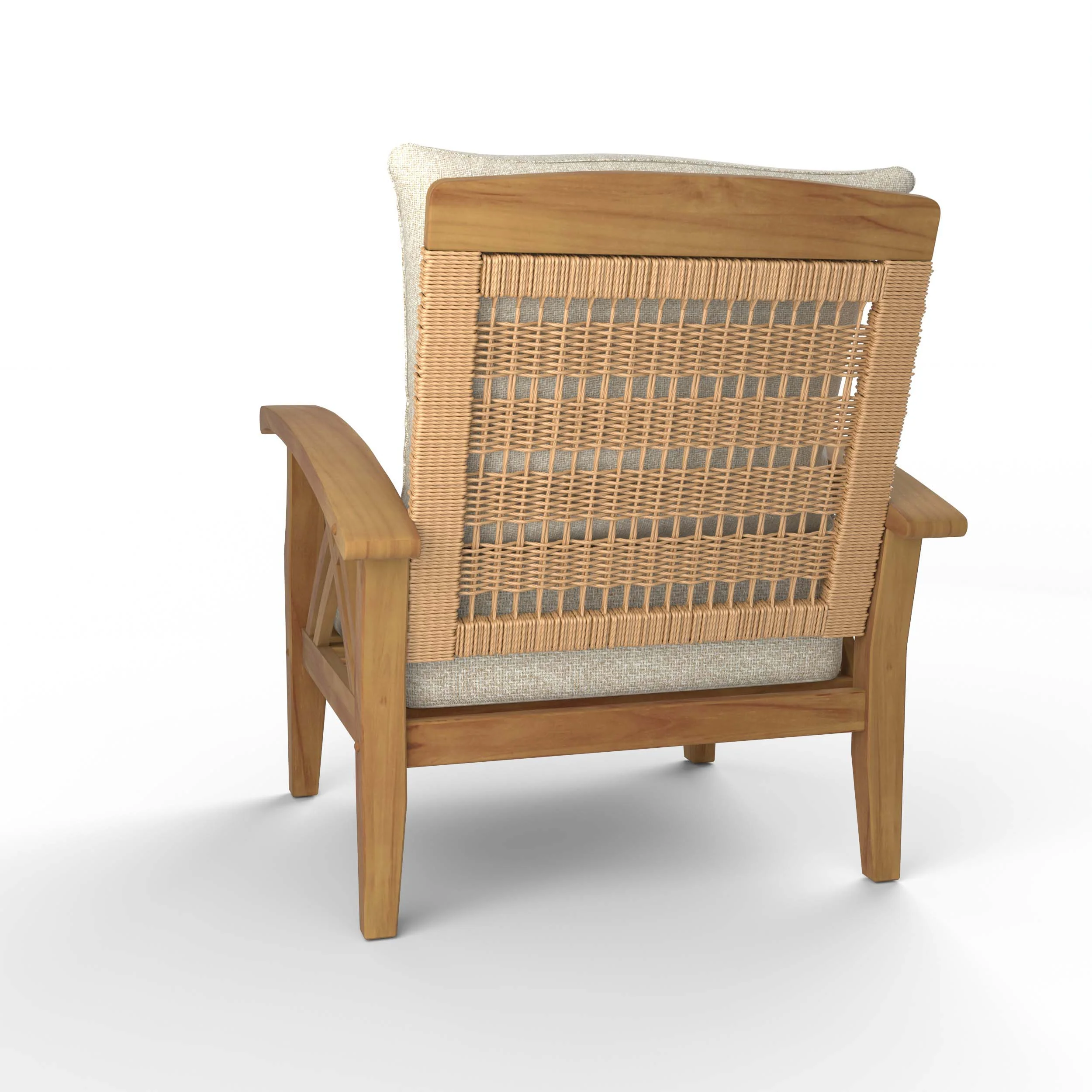 Carmel Teak Wood Patio Lounge Chair with Tan Cushion - Image 33