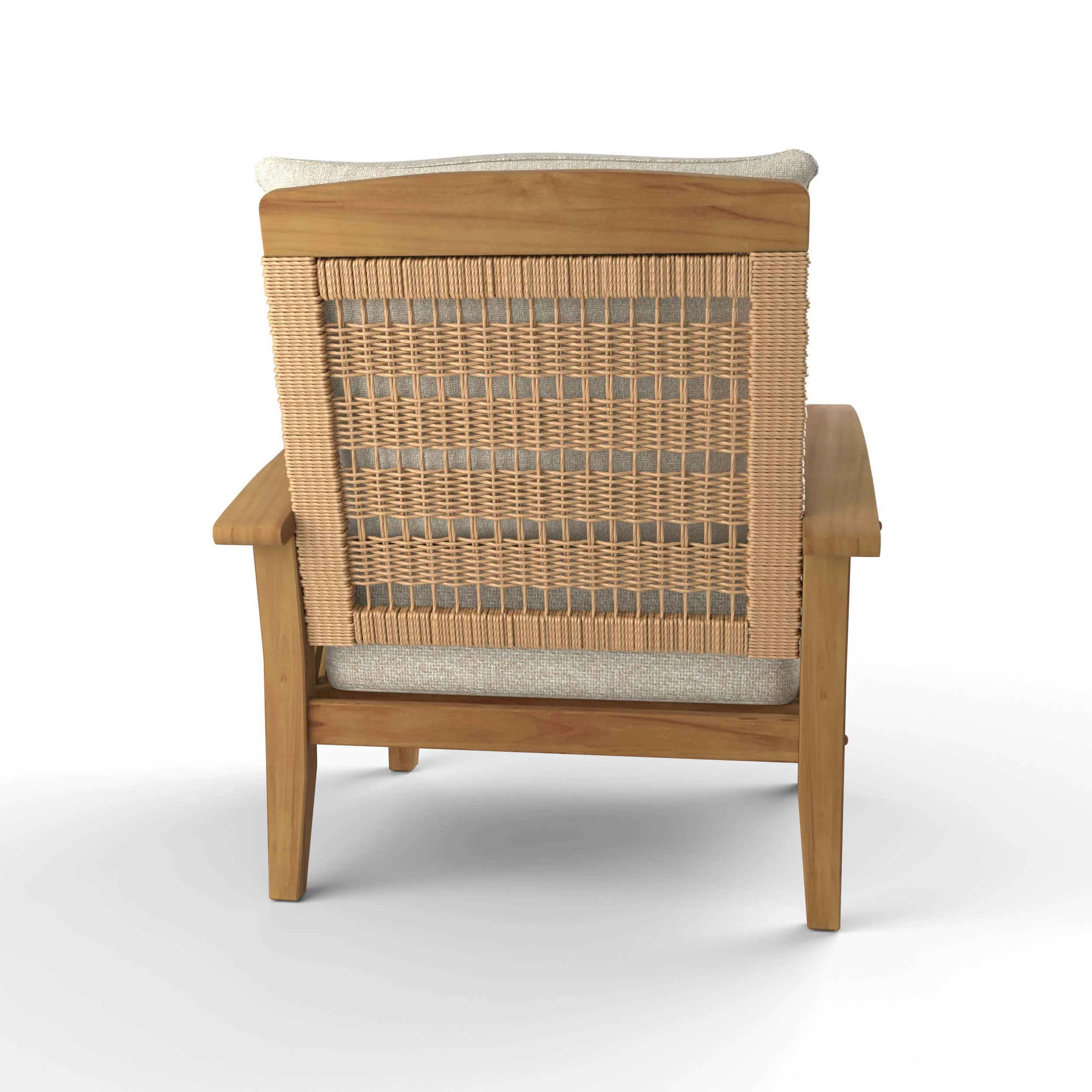 Carmel Teak Wood Patio Lounge Chair with Tan Cushion - Image 36