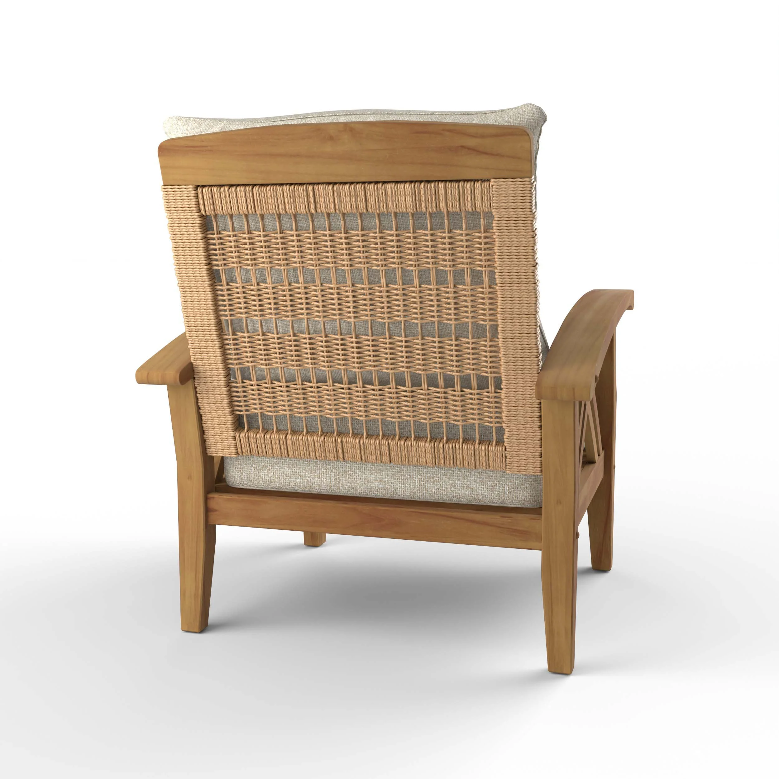 Carmel Teak Wood Patio Lounge Chair with Tan Cushion - Image 37