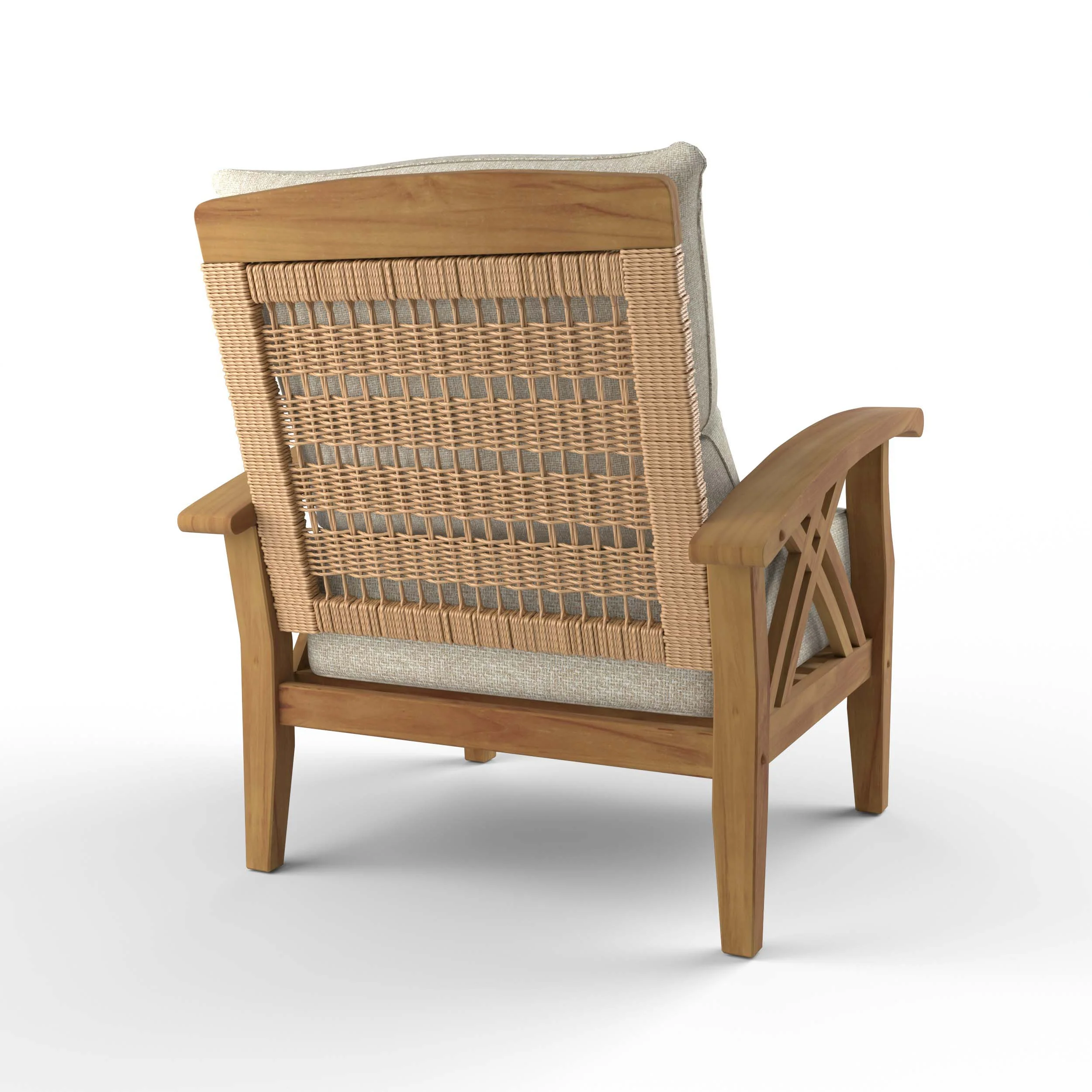 Carmel Teak Wood Patio Lounge Chair with Tan Cushion - Image 38