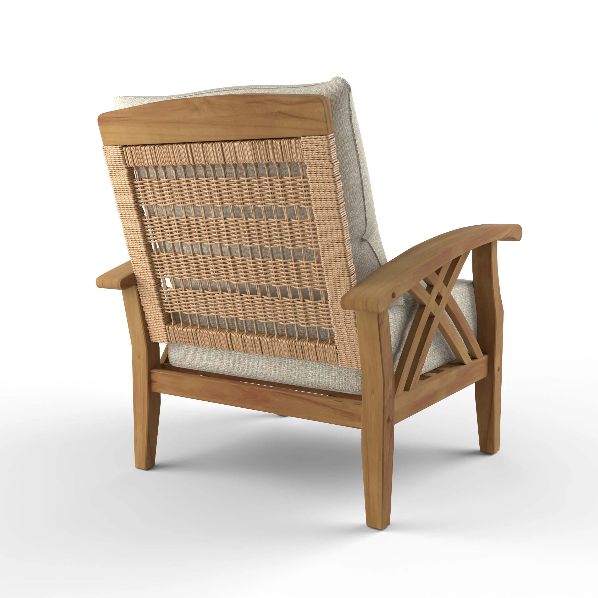 Carmel Teak Wood Patio Lounge Chair with Tan Cushion - Image 39