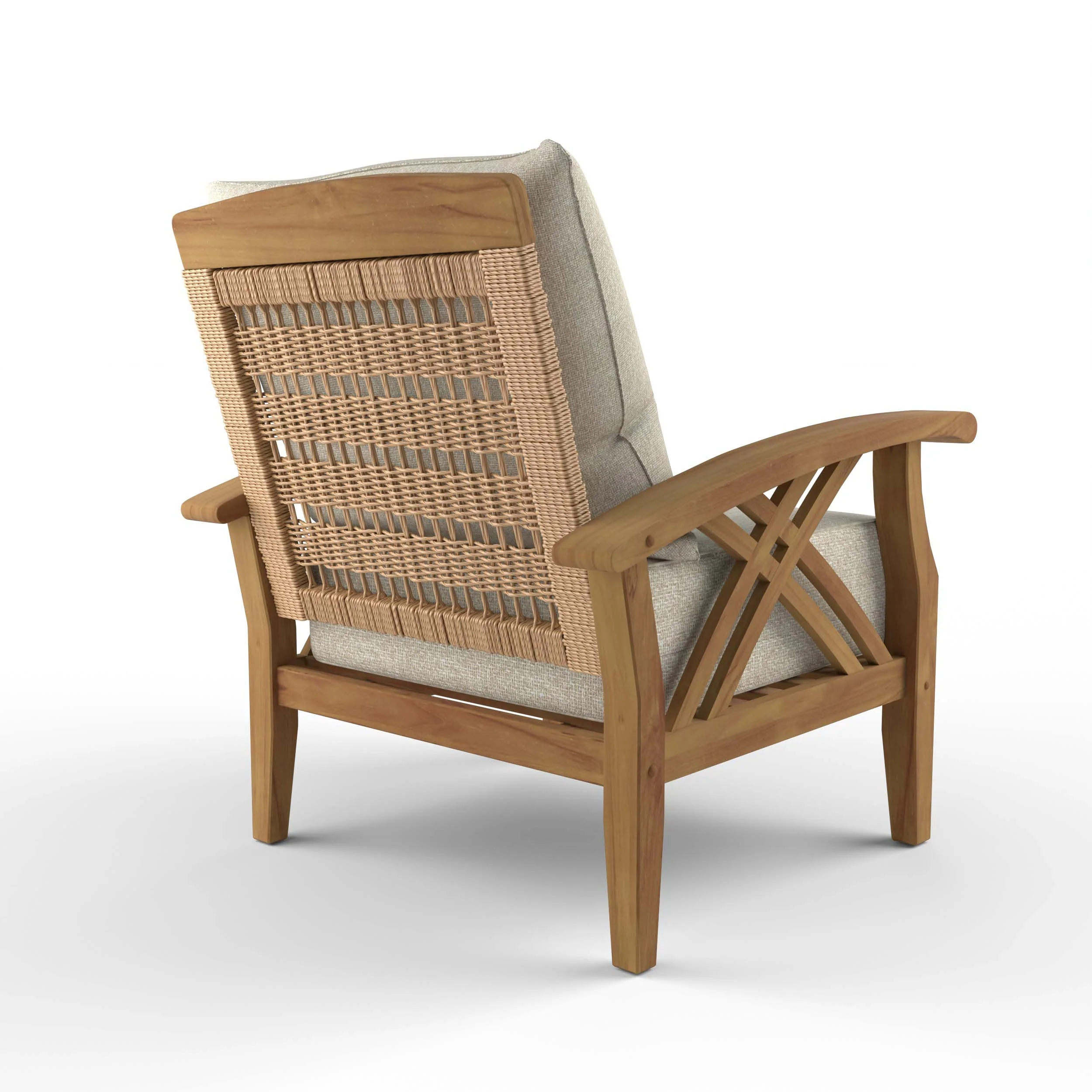 Carmel Teak Wood Patio Lounge Chair with Tan Cushion - Image 40