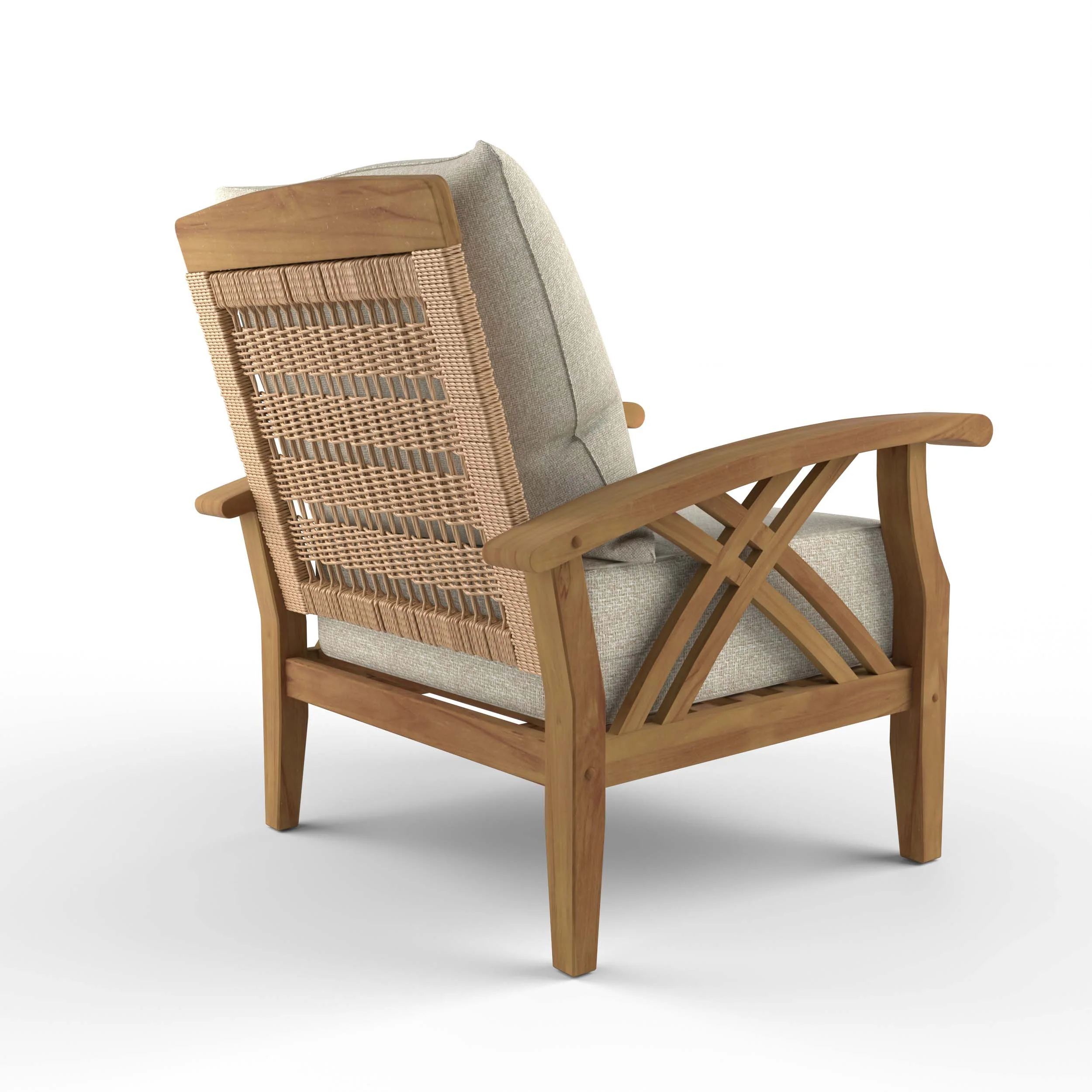Carmel Teak Wood Patio Lounge Chair with Tan Cushion - Image 41