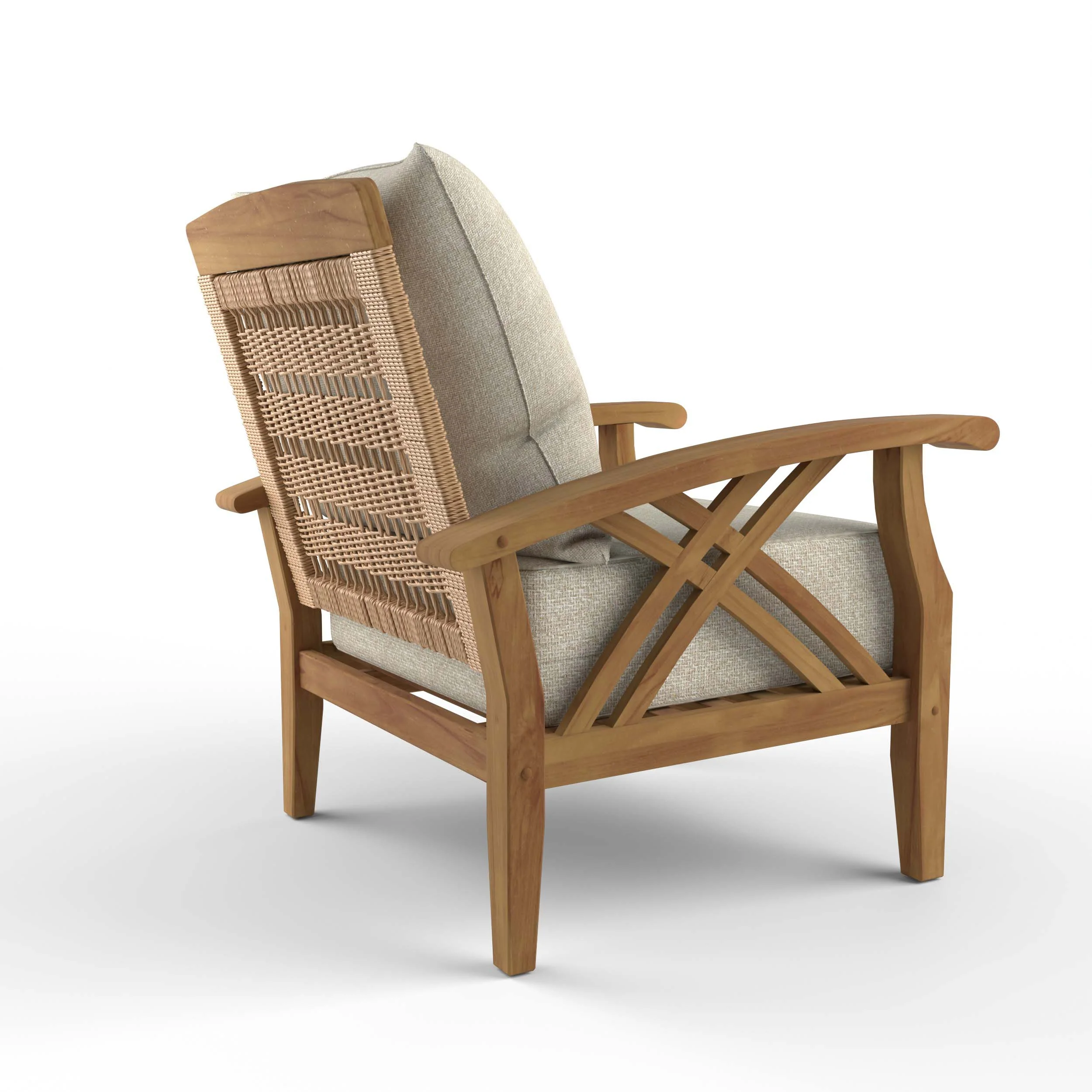 Carmel Teak Wood Patio Lounge Chair with Tan Cushion - Image 42