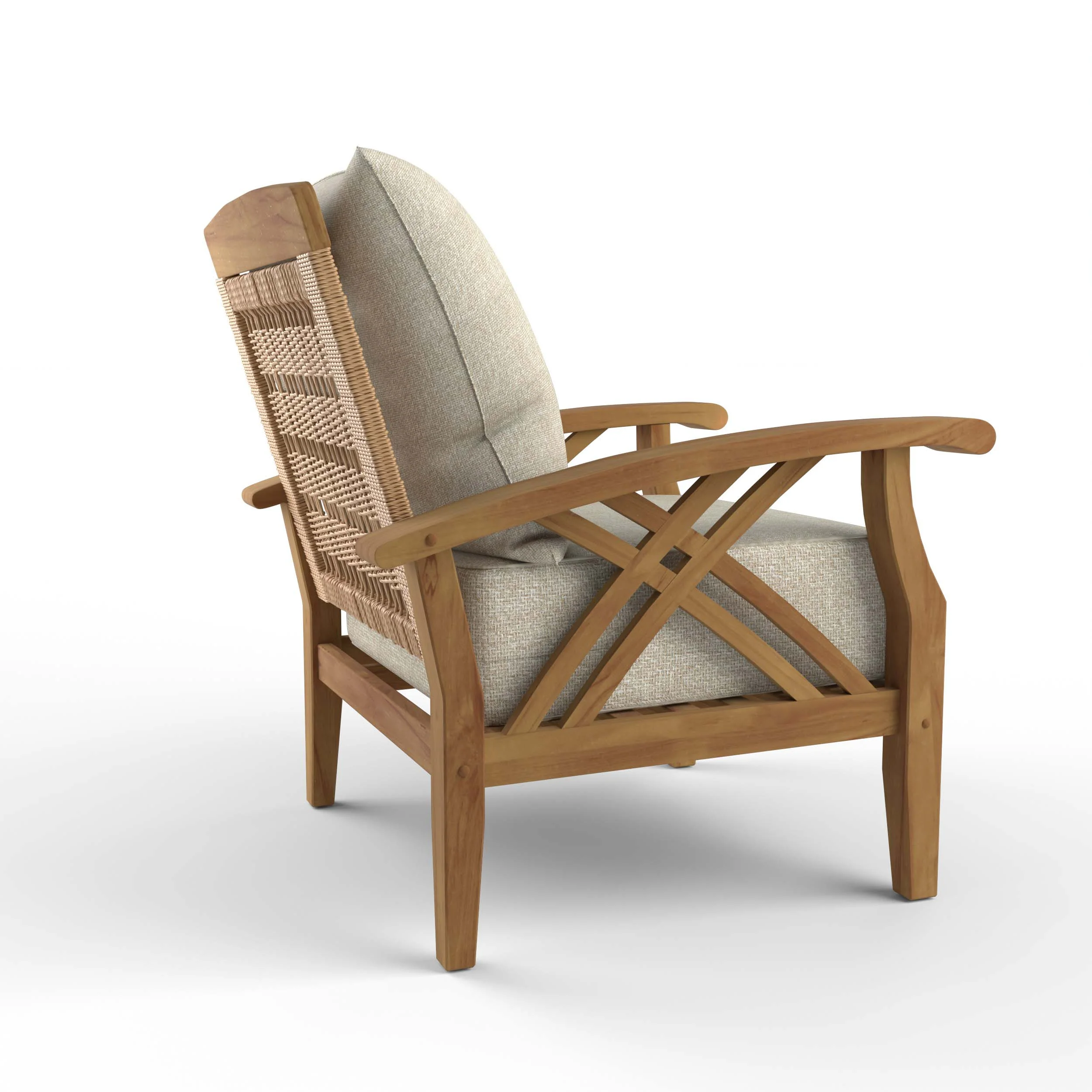 Carmel Teak Wood Patio Lounge Chair with Tan Cushion - Image 43