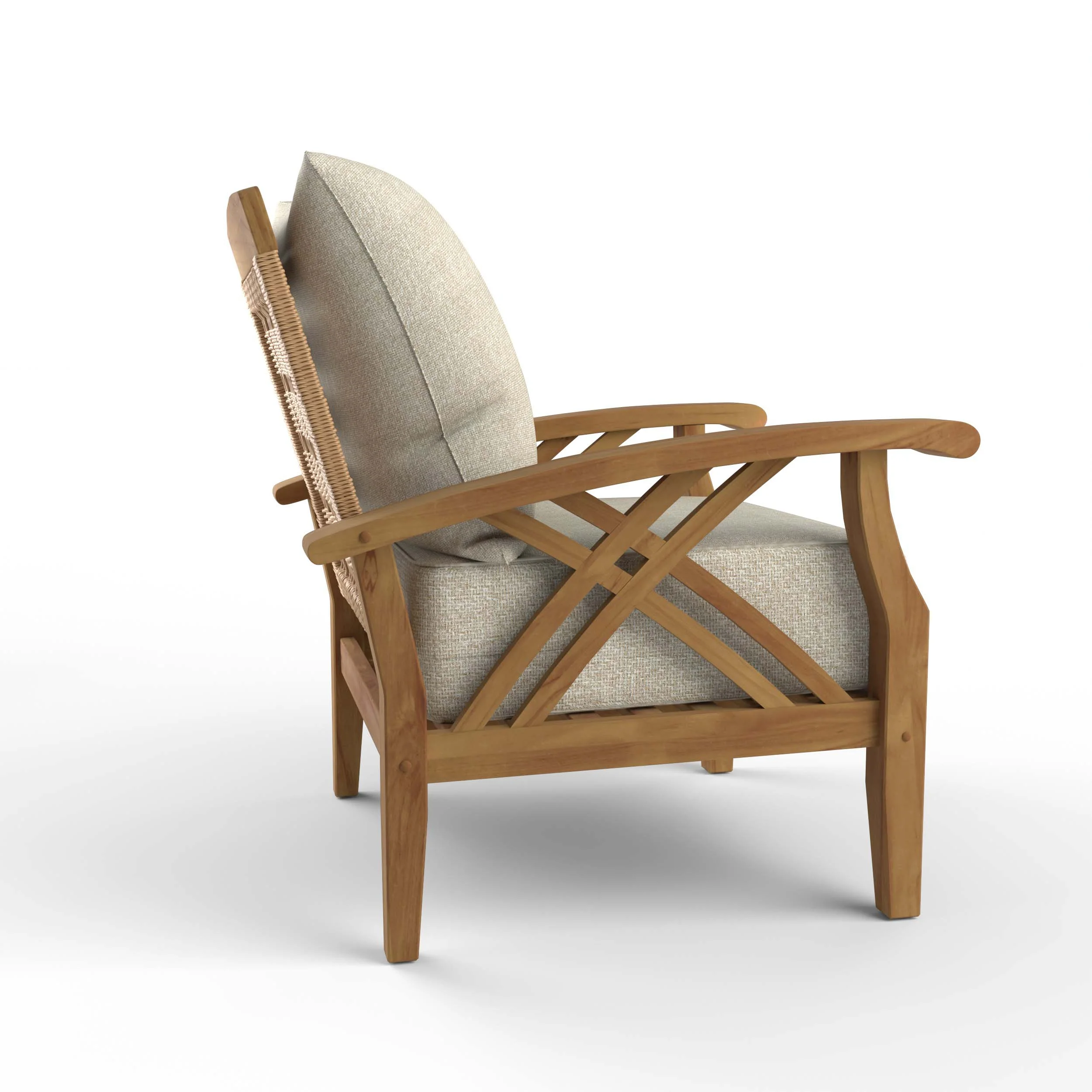 Carmel Teak Wood Patio Lounge Chair with Tan Cushion - Image 44