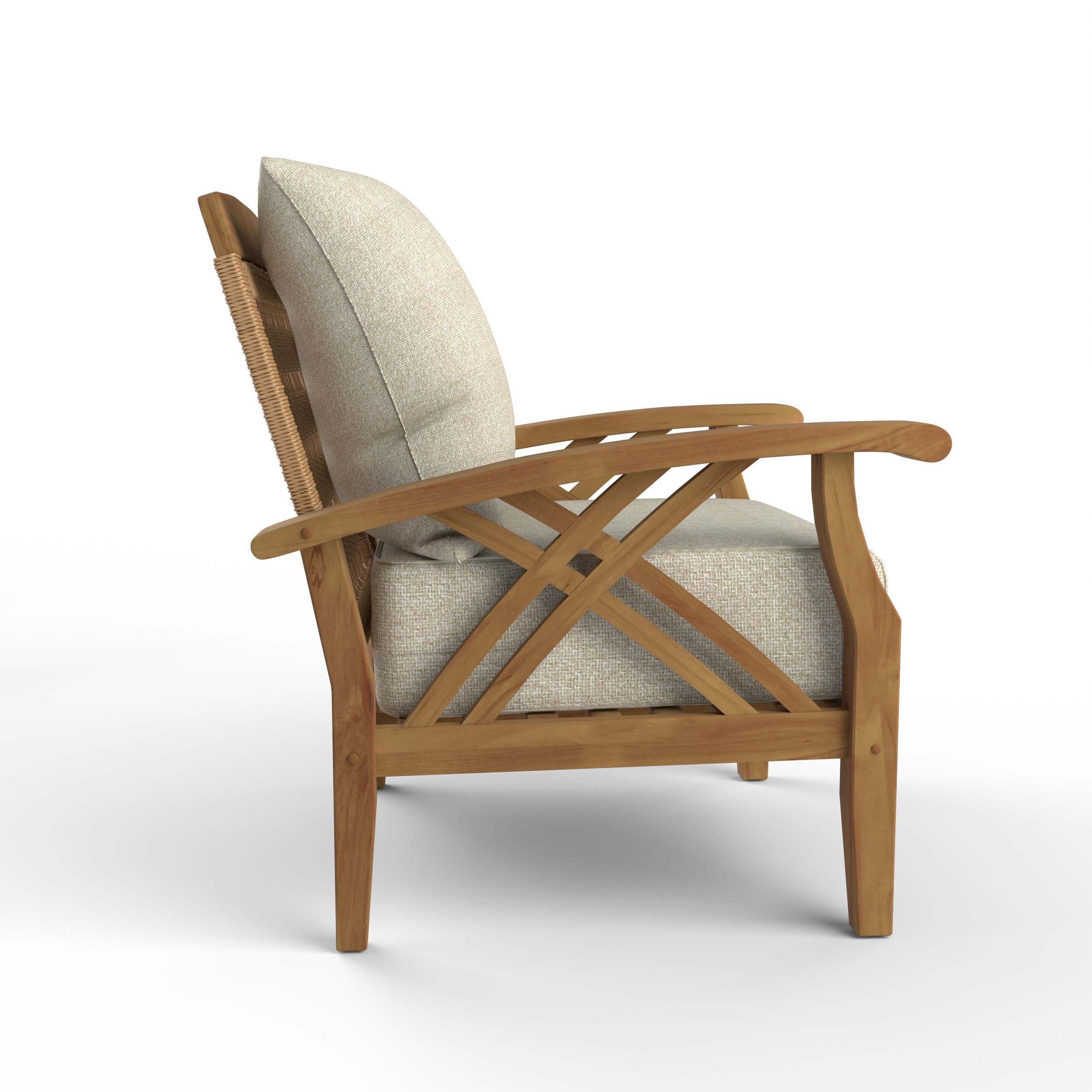 Carmel Teak Wood Patio Lounge Chair with Tan Cushion - Image 45