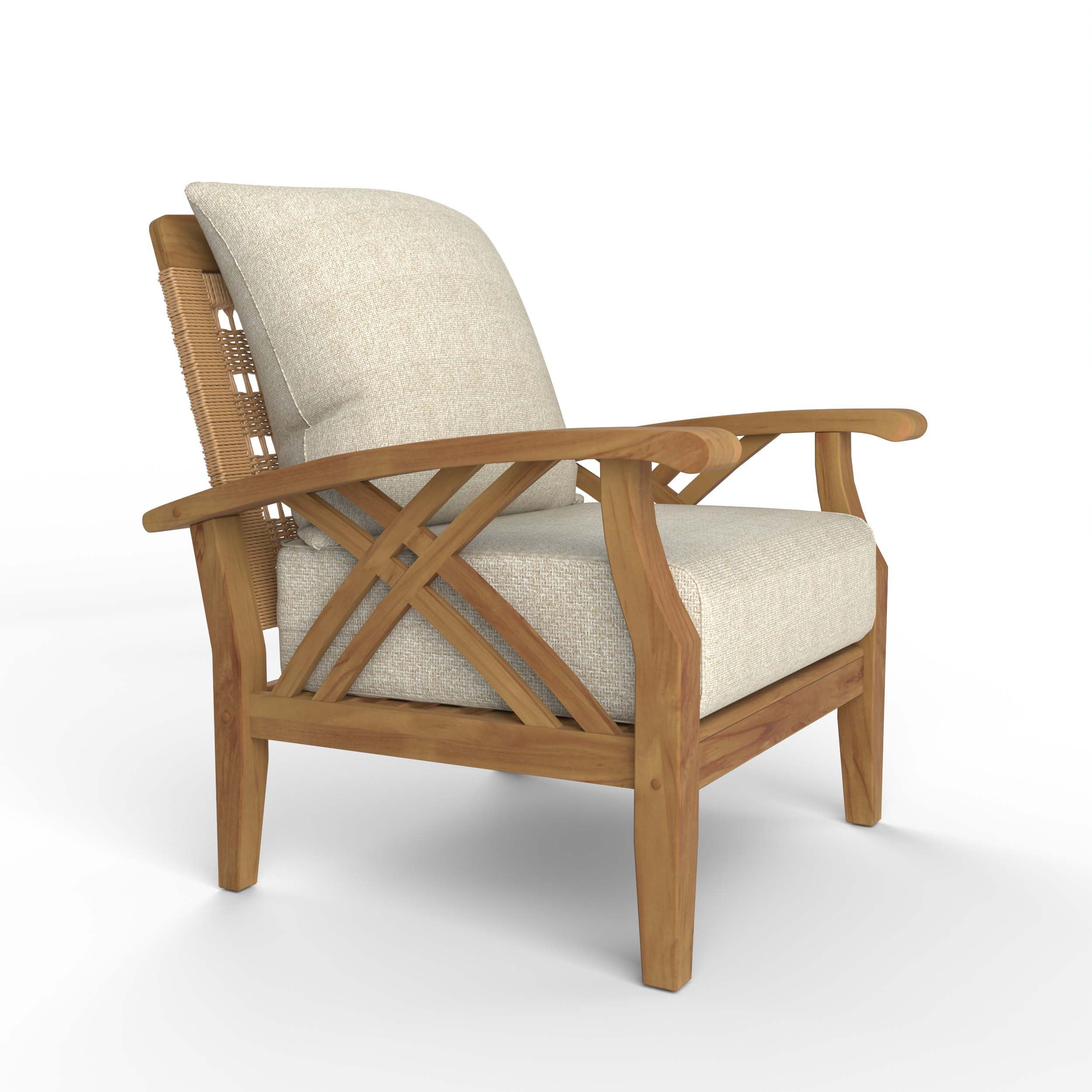 Carmel Teak Wood Patio Lounge Chair with Tan Cushion - Image 49