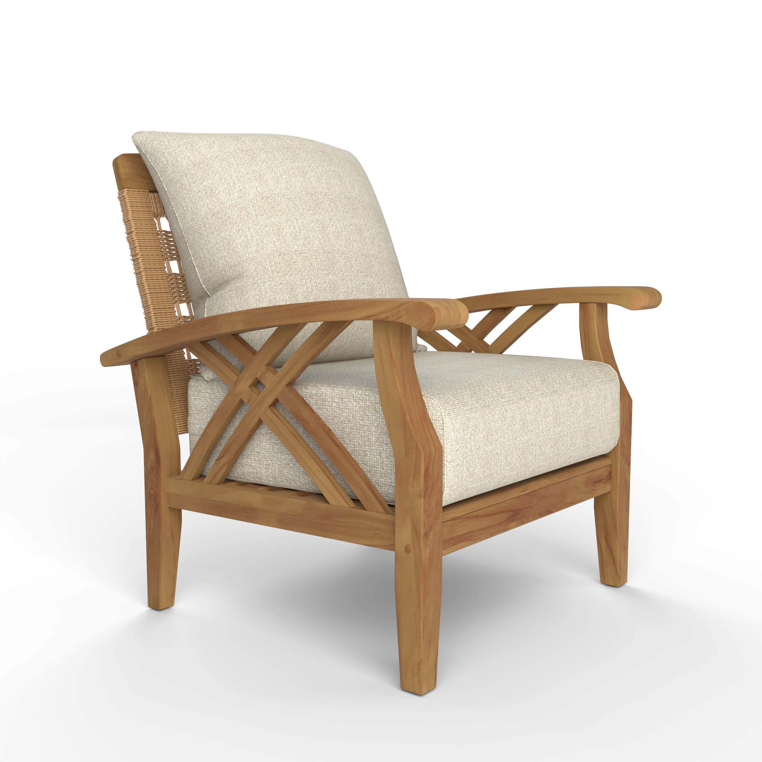 Carmel Teak Wood Patio Lounge Chair with Tan Cushion - Image 50