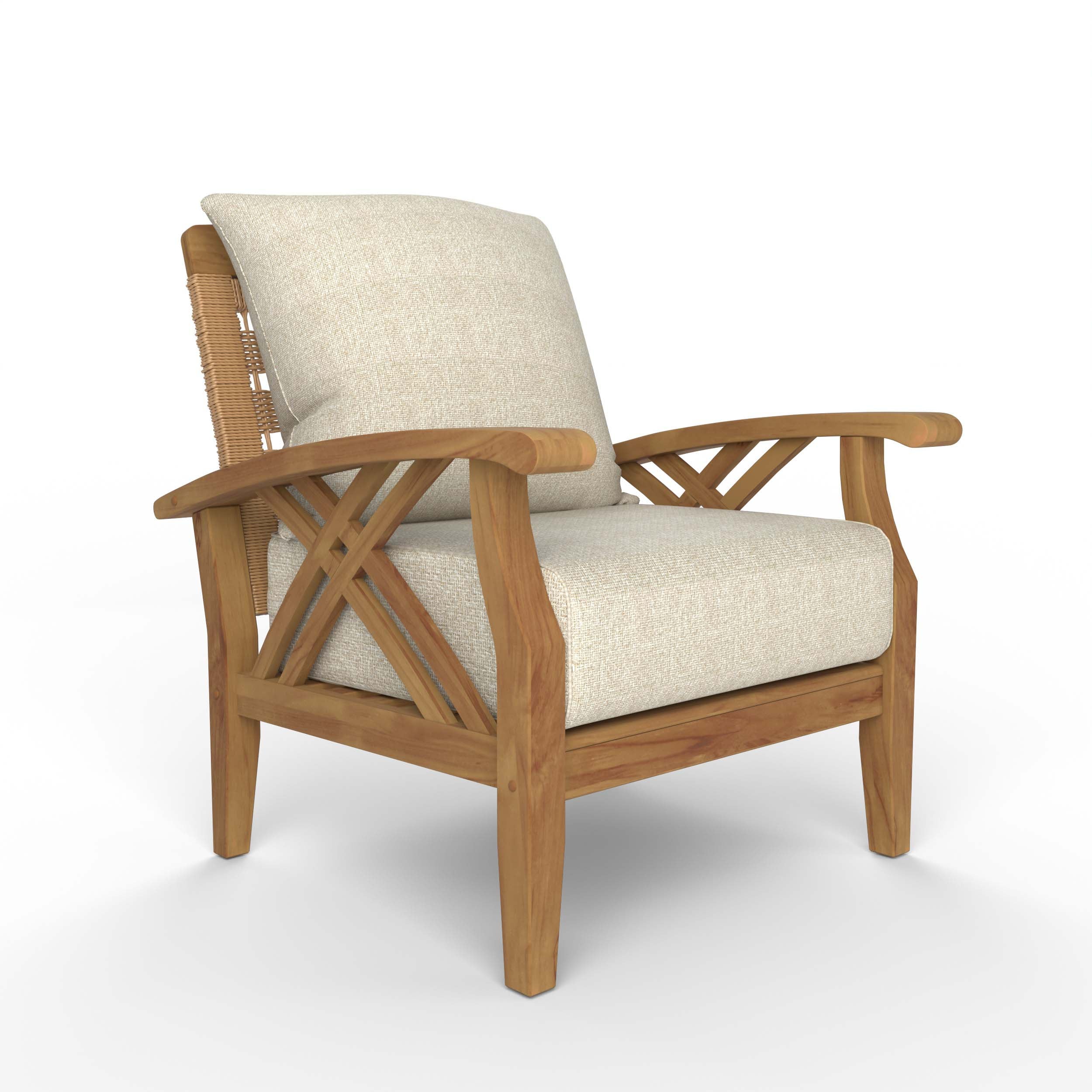 Carmel Teak Wood Patio Lounge Chair with Tan Cushion - Image 51