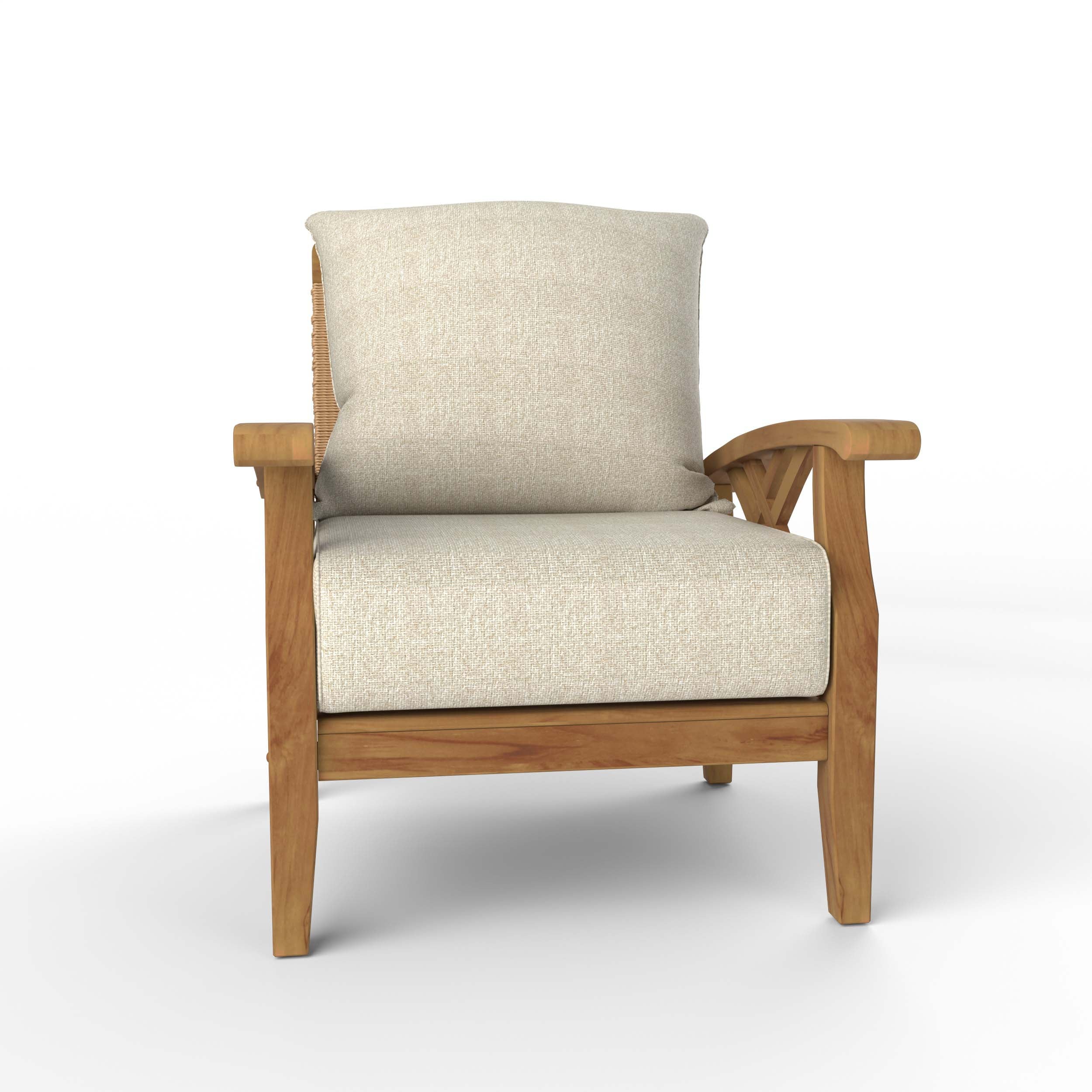 Carmel Teak Wood Patio Lounge Chair with Tan Cushion - Image 55