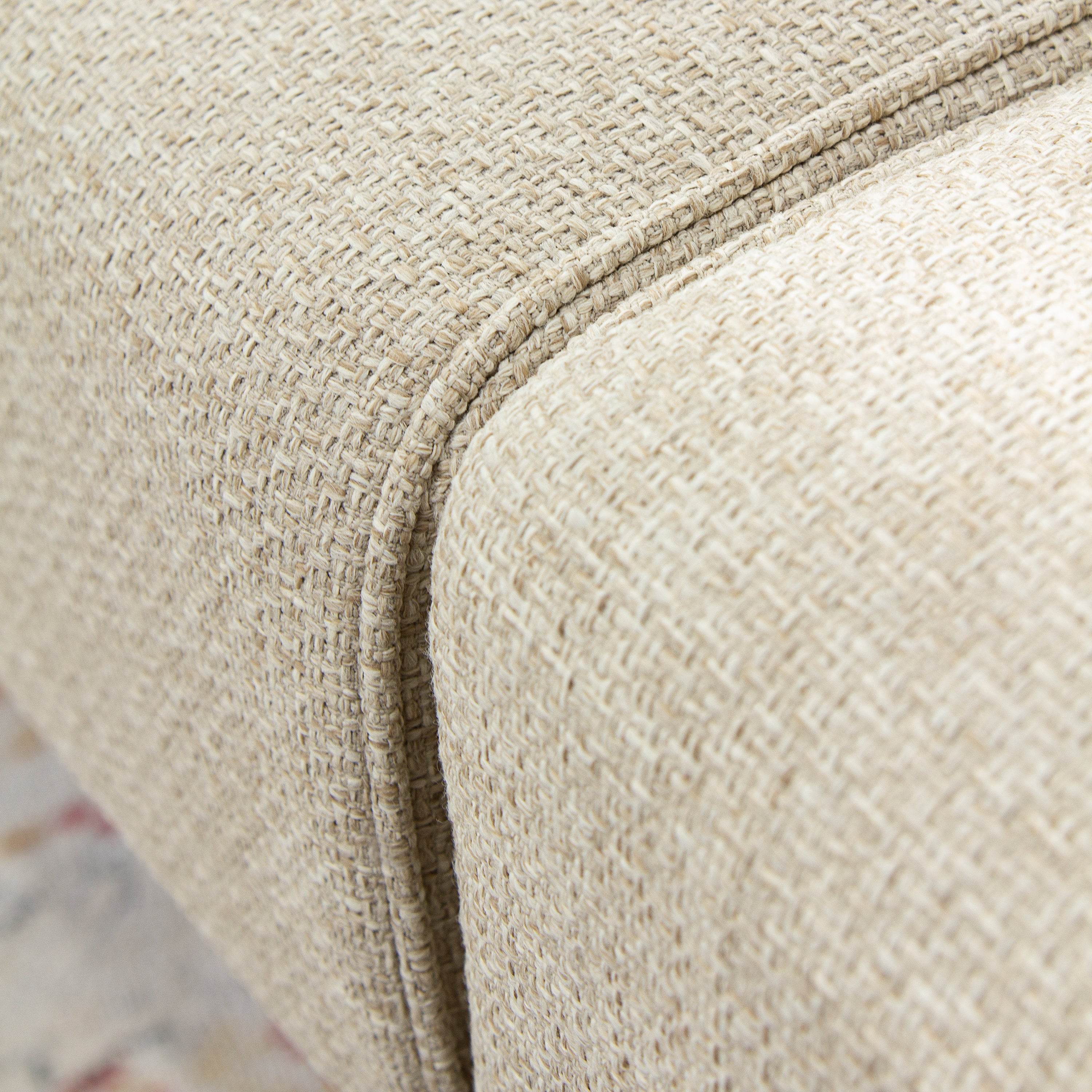 Carmel Teak Wood Patio Loveseat with Tan Cushion - Image 9