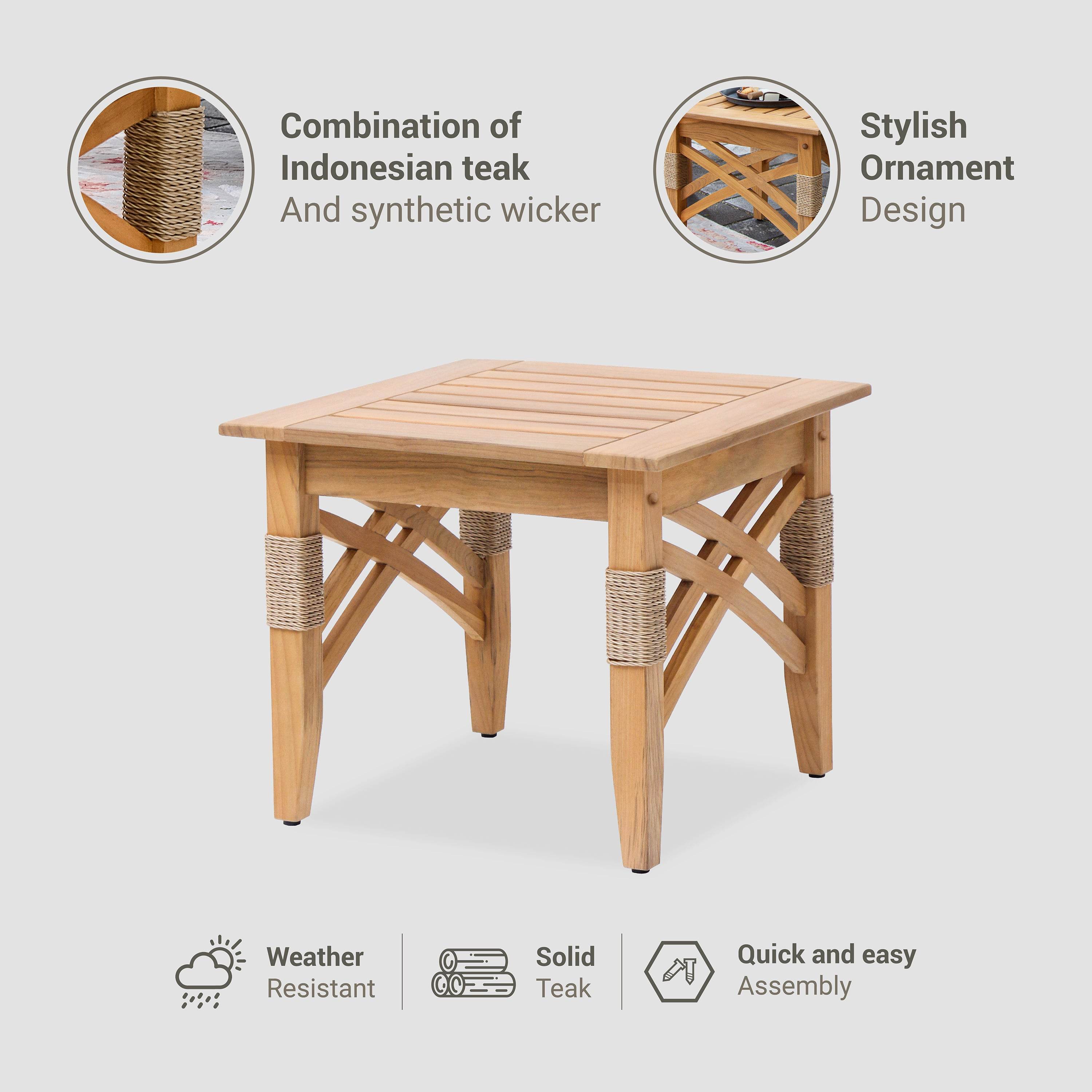 Carmel Teak Wood Patio Side Table - Image 4