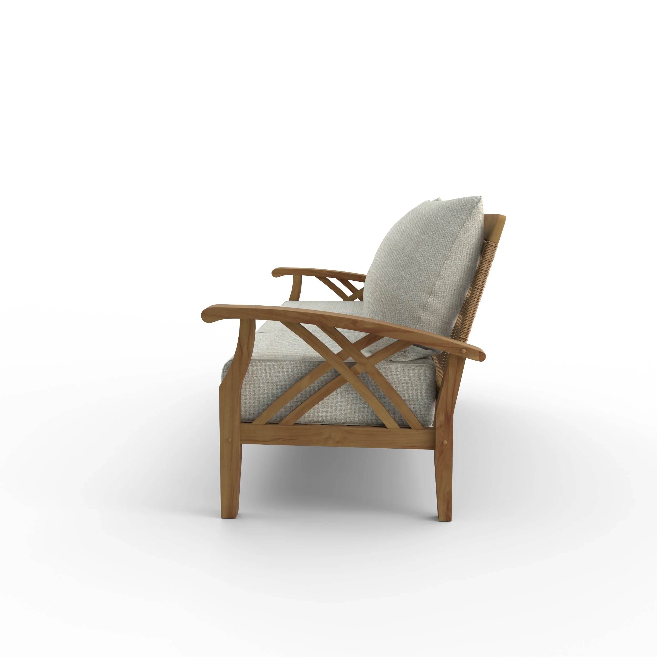 Carmel Teak Wood Patio Sofa with Tan Cushion - Image 24