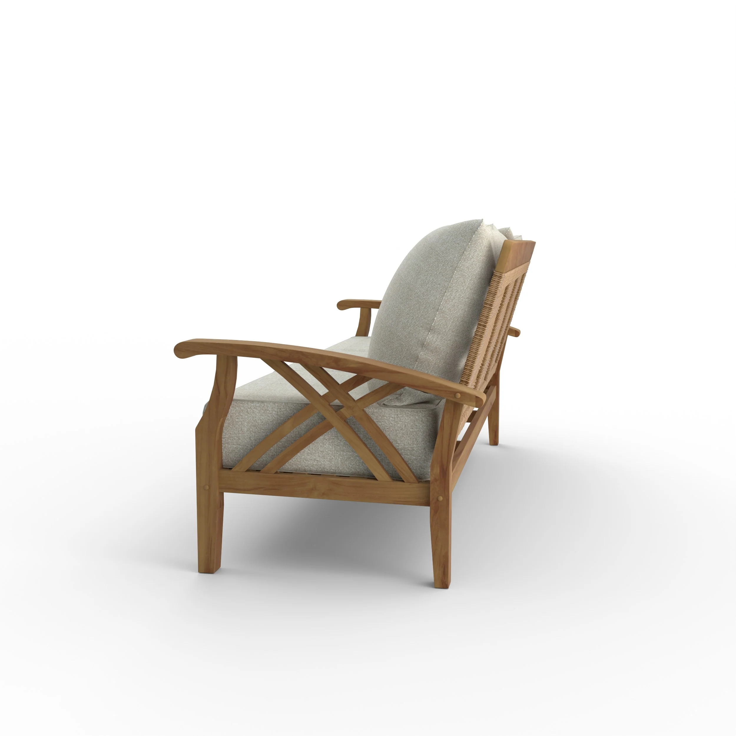 Carmel Teak Wood Patio Sofa with Tan Cushion - Image 25
