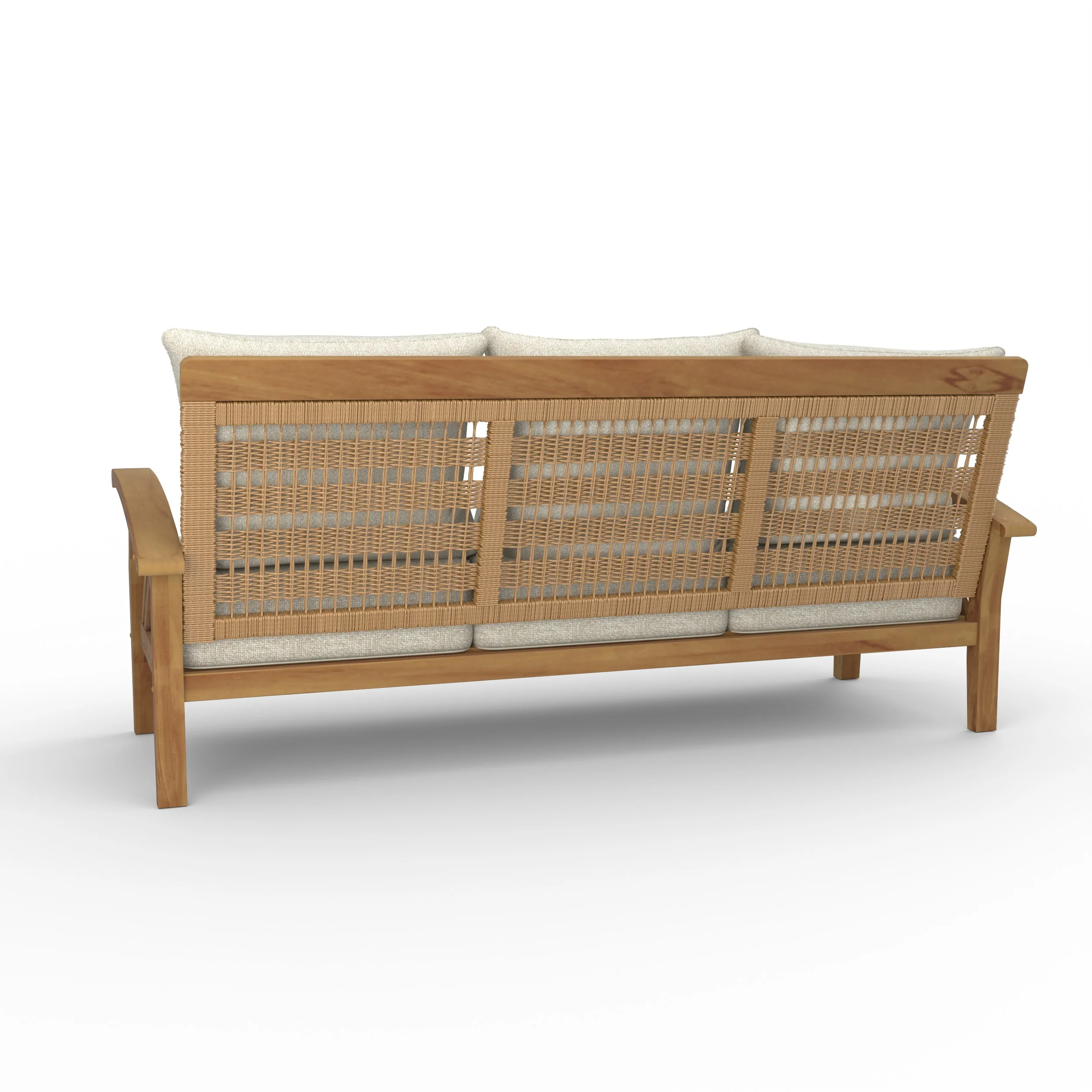 Carmel Teak Wood Patio Sofa with Tan Cushion - Image 32