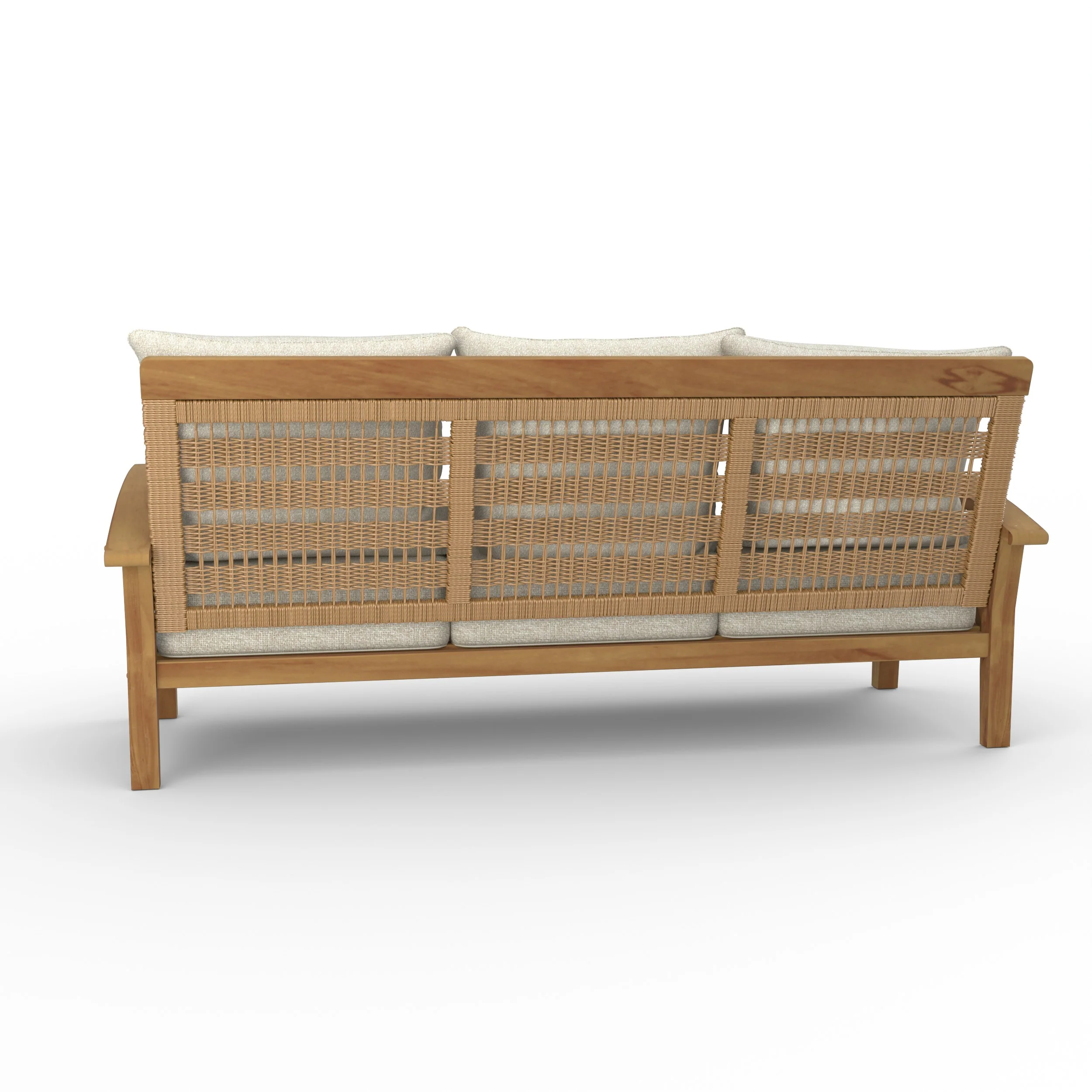 Carmel Teak Wood Patio Sofa with Tan Cushion - Image 33