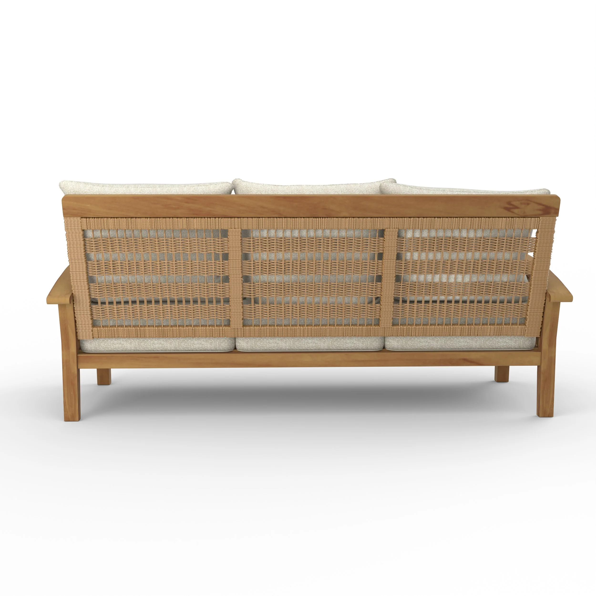 Carmel Teak Wood Patio Sofa with Tan Cushion - Image 34