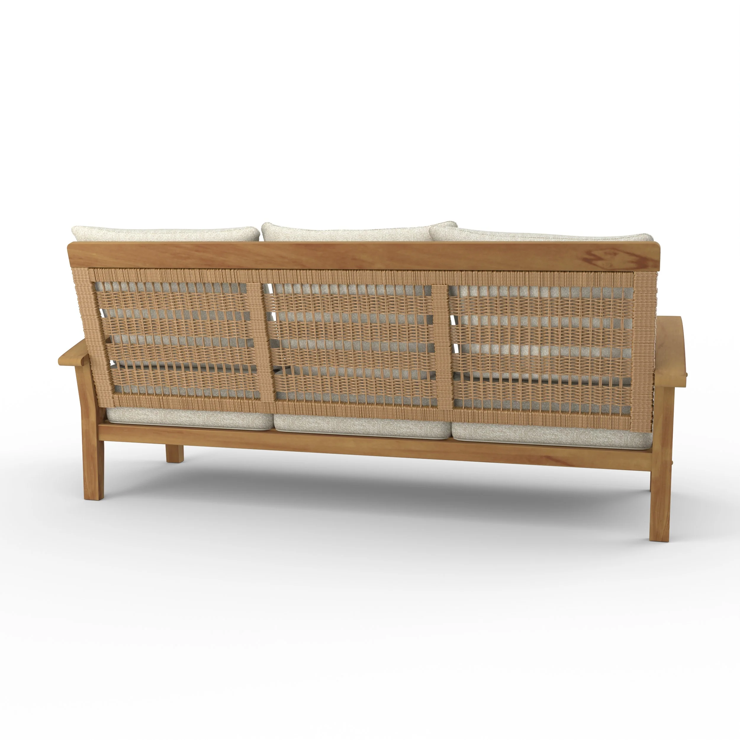 Carmel Teak Wood Patio Sofa with Tan Cushion - Image 36