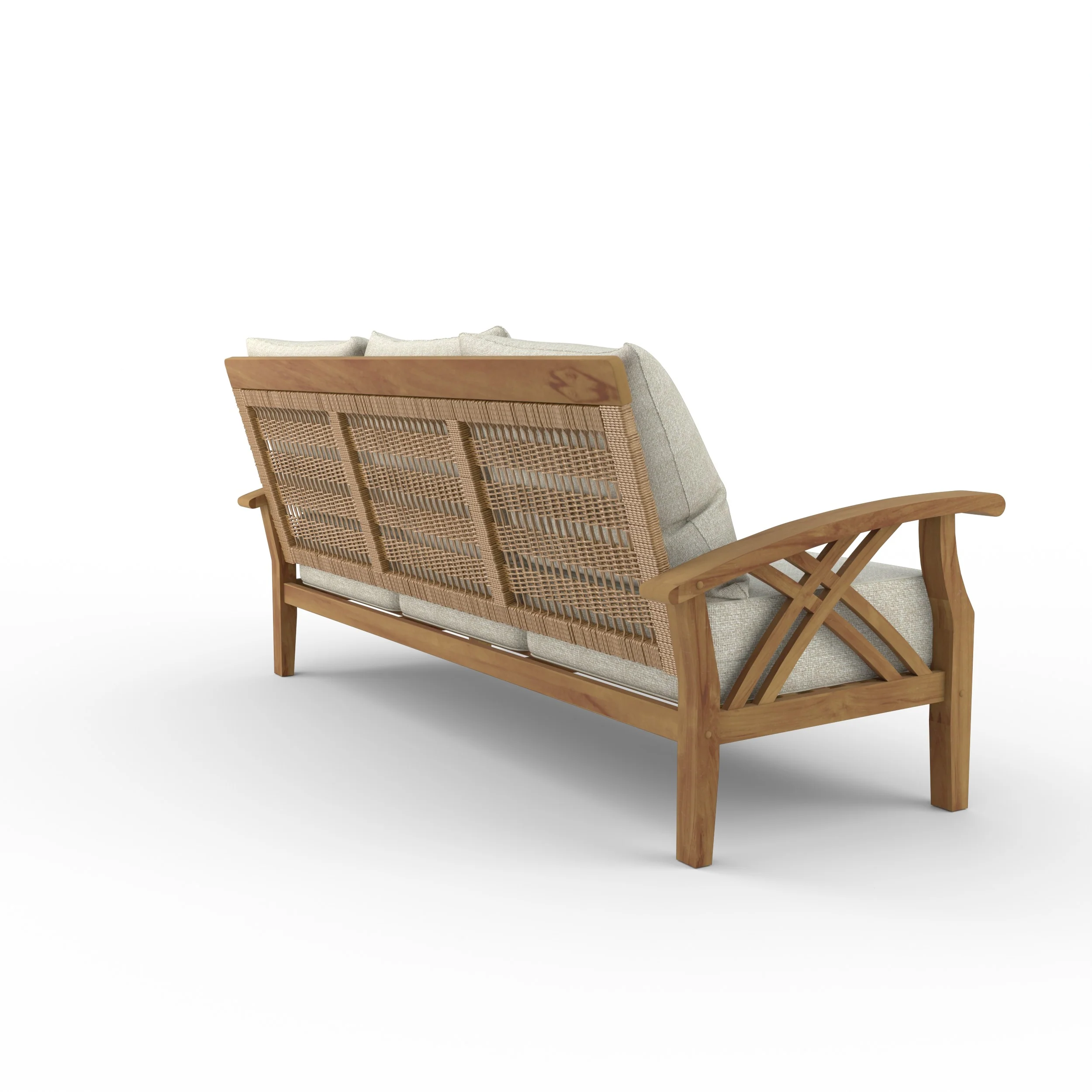 Carmel Teak Wood Patio Sofa with Tan Cushion - Image 41